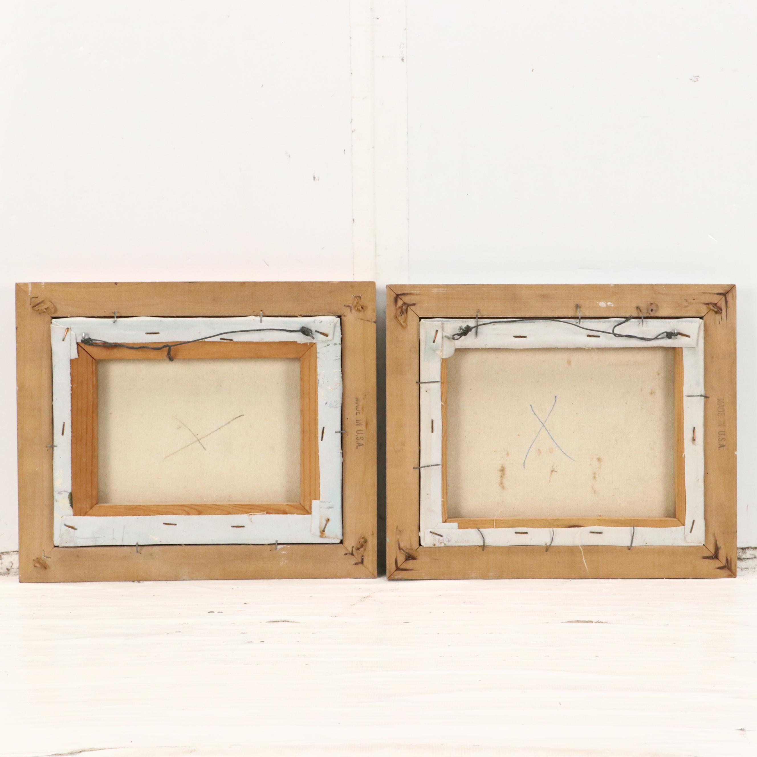 M. Charlot Impressionistic Oil Paintings of Arc de Triomphe and Women at Beach