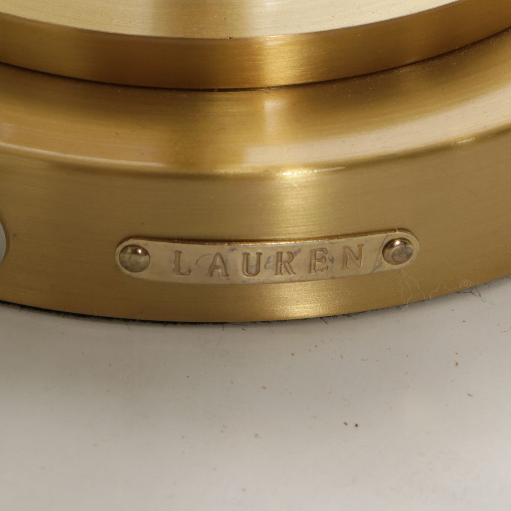 Ralph Lauren Glass and Brass Cylinder Table Lamps