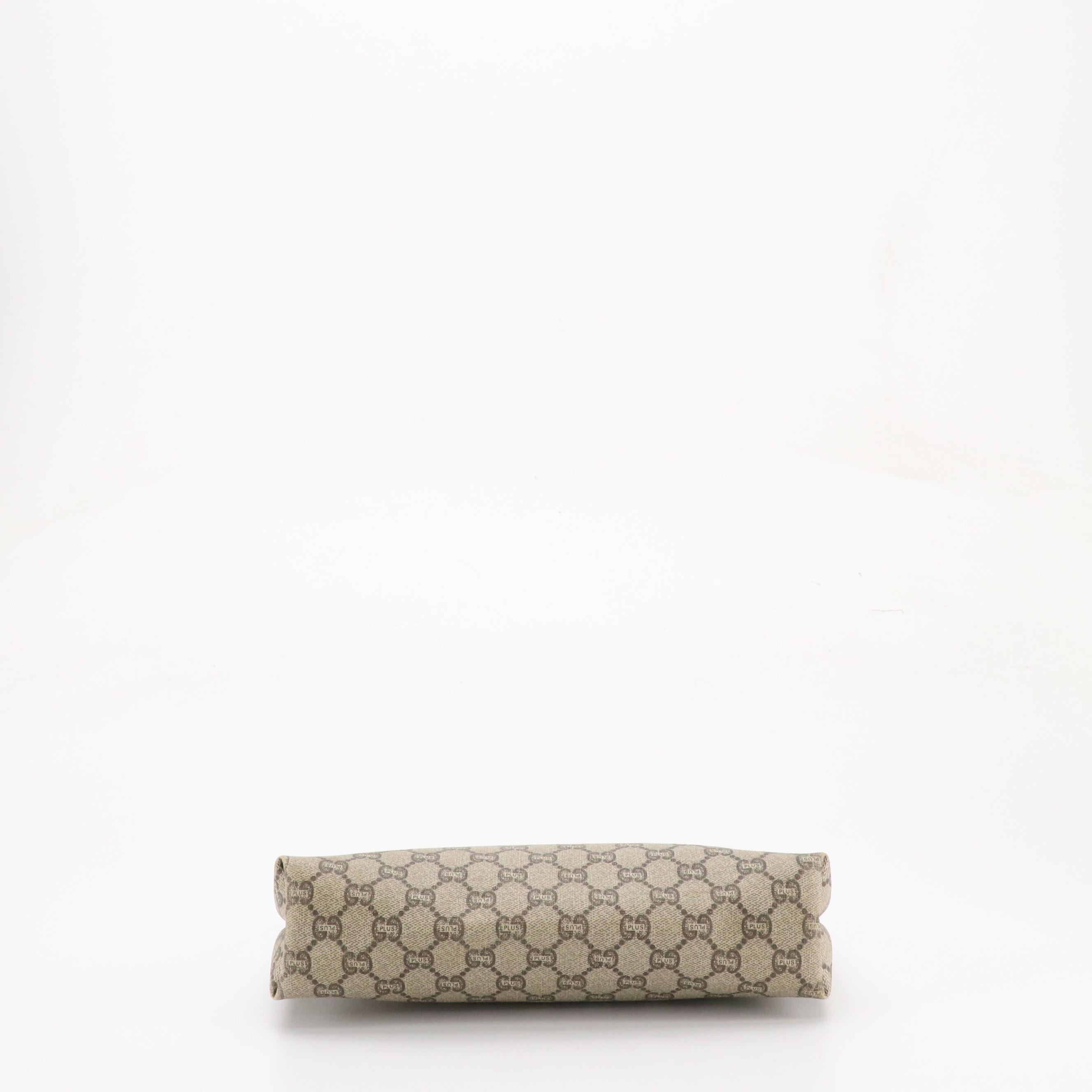 Gucci Plus Cosmetic Zip Pouch/Clutch in GG Plus Supreme Canvas and Leather