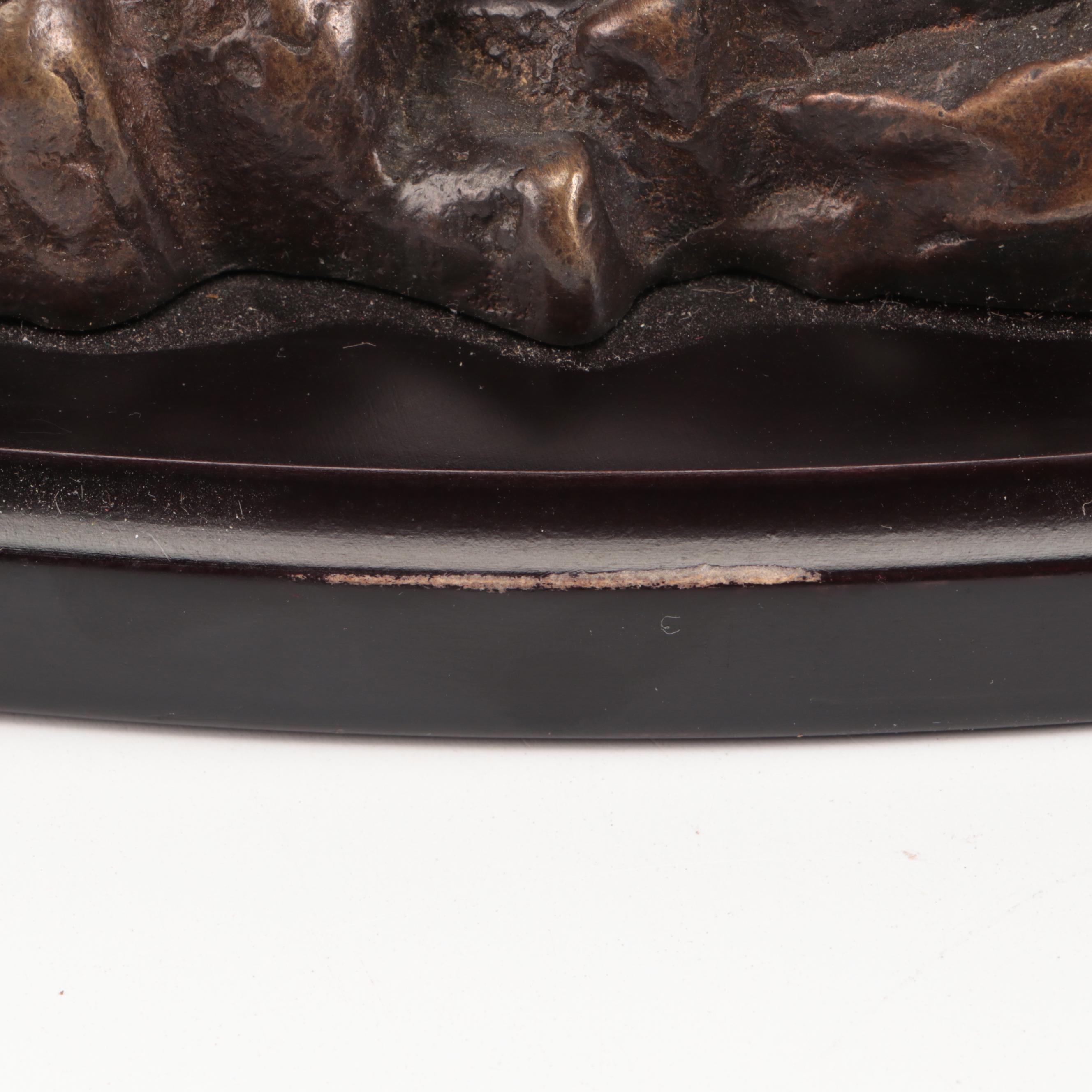 San Pacific International Bronzed Metal Goat Sculpture