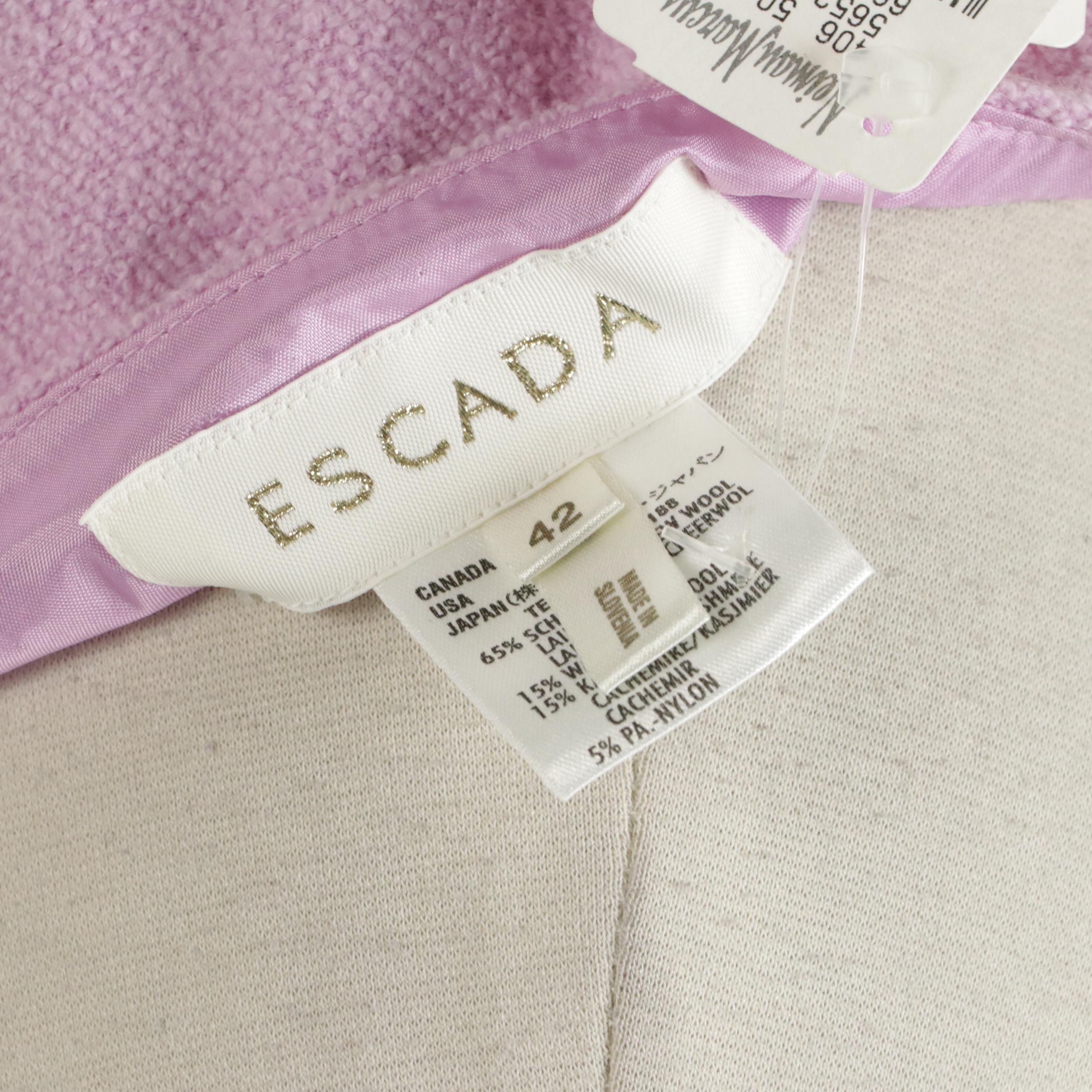 TSE Surface Striped Cashmere Turtleneck and Escada Lilac Wool Blend Flare Skirt