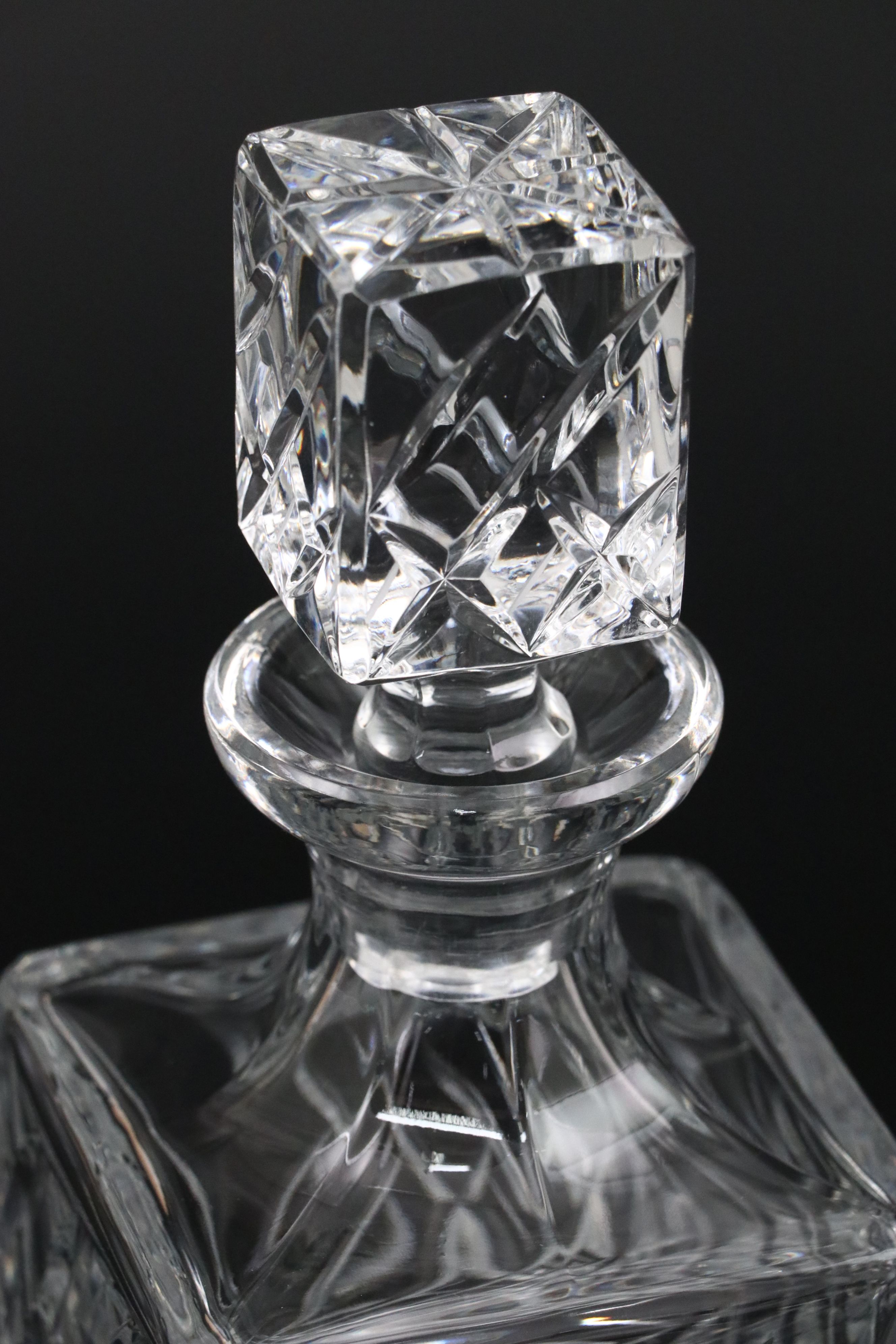Tiffany & Co. "Rock Cut" Crystal Highball Glasses with Other Crystal Decanter
