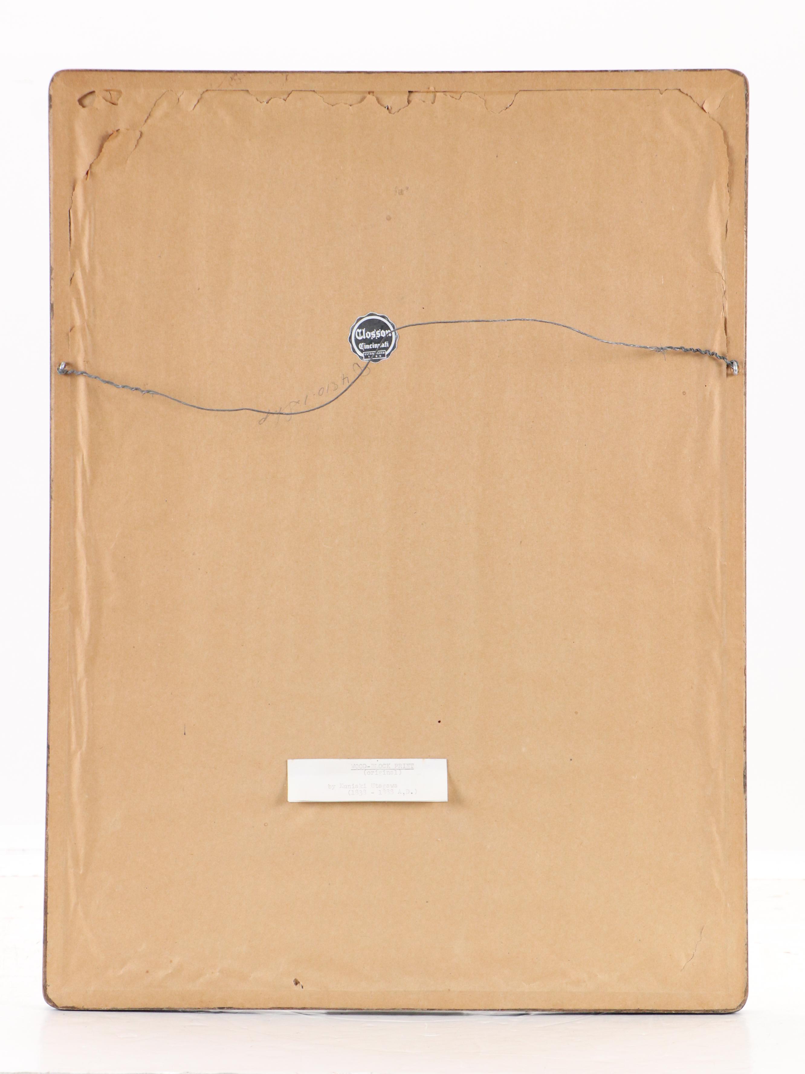 Utagawa Kuniaki Woodblock of Kabuki Theater Scene, 1862