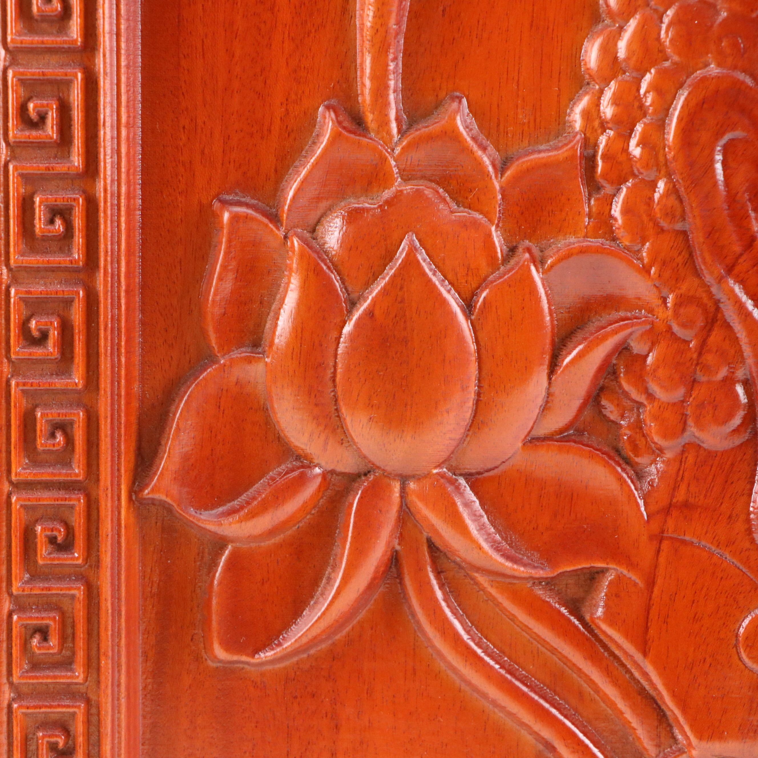 Vietnamese Hand-Carved Sandalwood Buddha Portrait Plaque for Family Altar