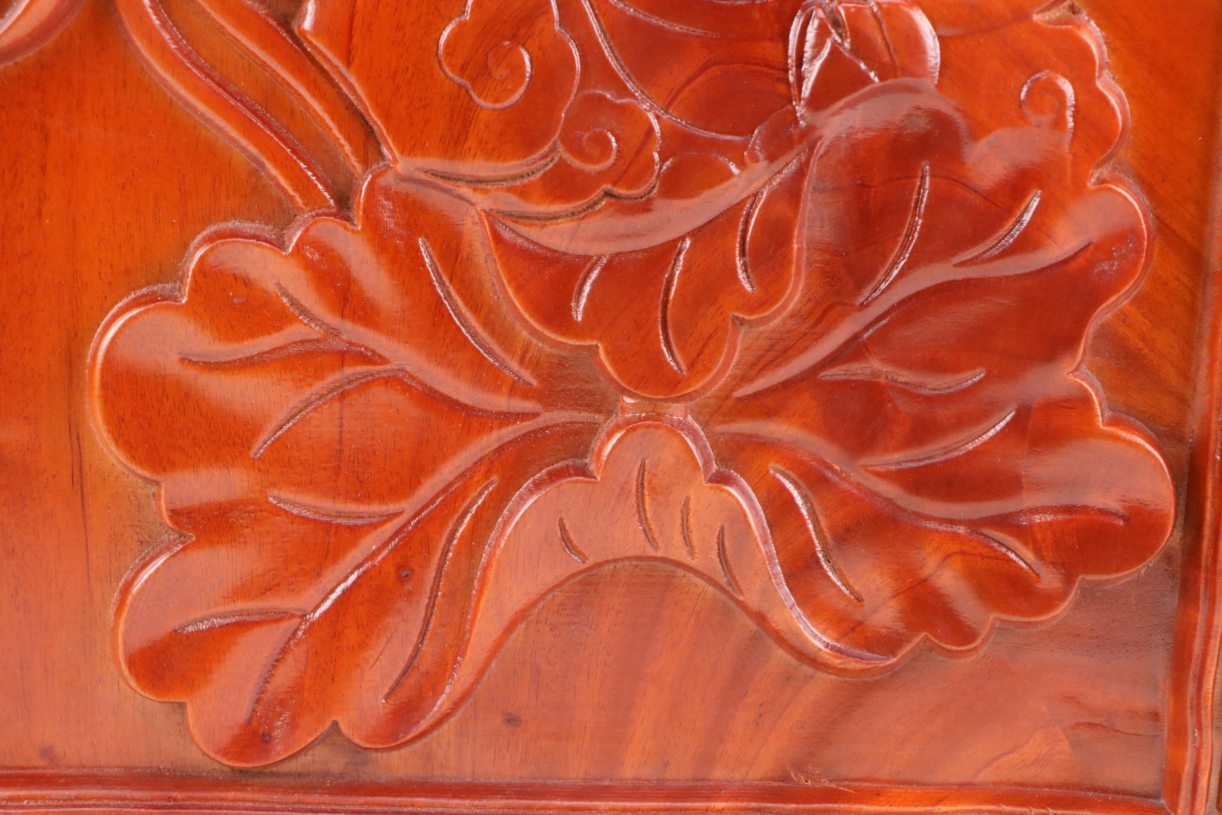 Vietnamese Hand-Carved Sandalwood Buddha Portrait Plaque for Family Altar