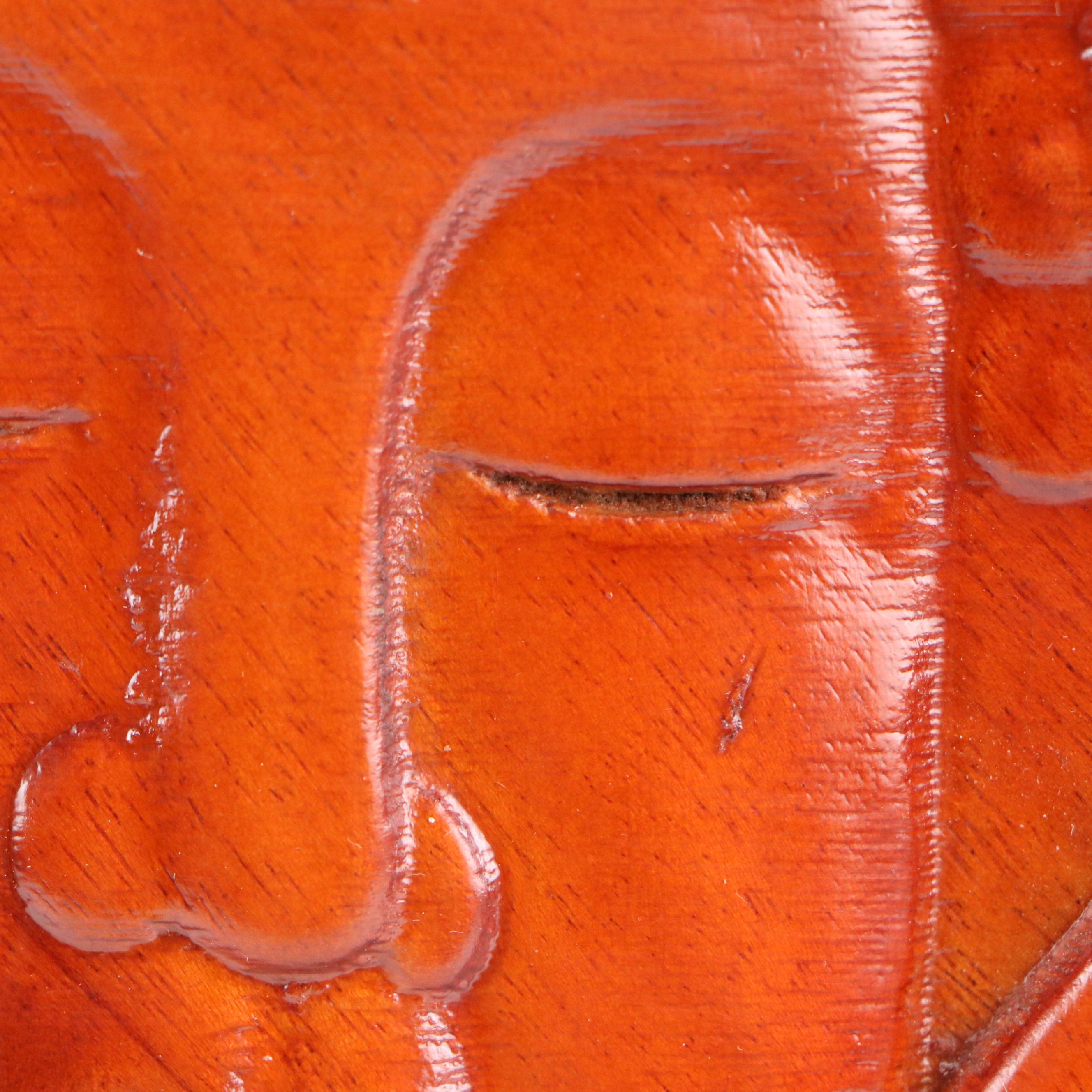 Vietnamese Hand-Carved Sandalwood Buddha Portrait Plaque for Family Altar