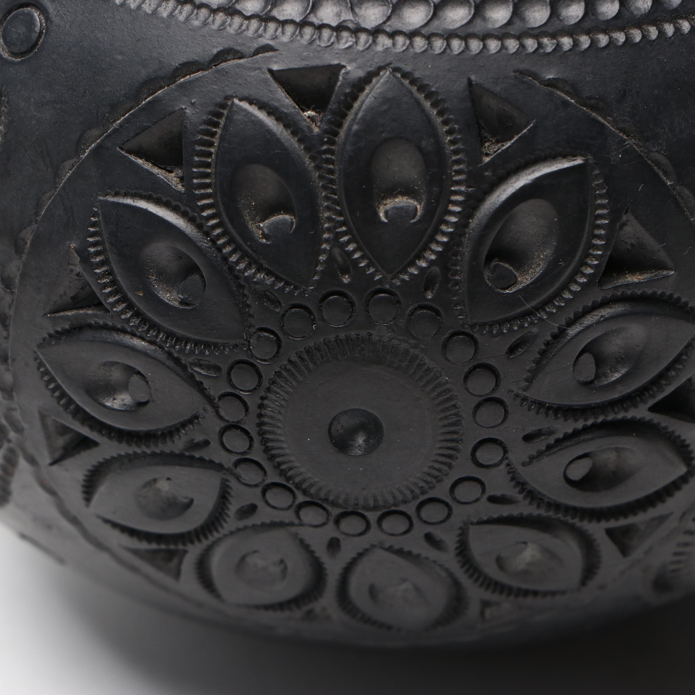 Mexican Blackware Carved Ceramic Vase