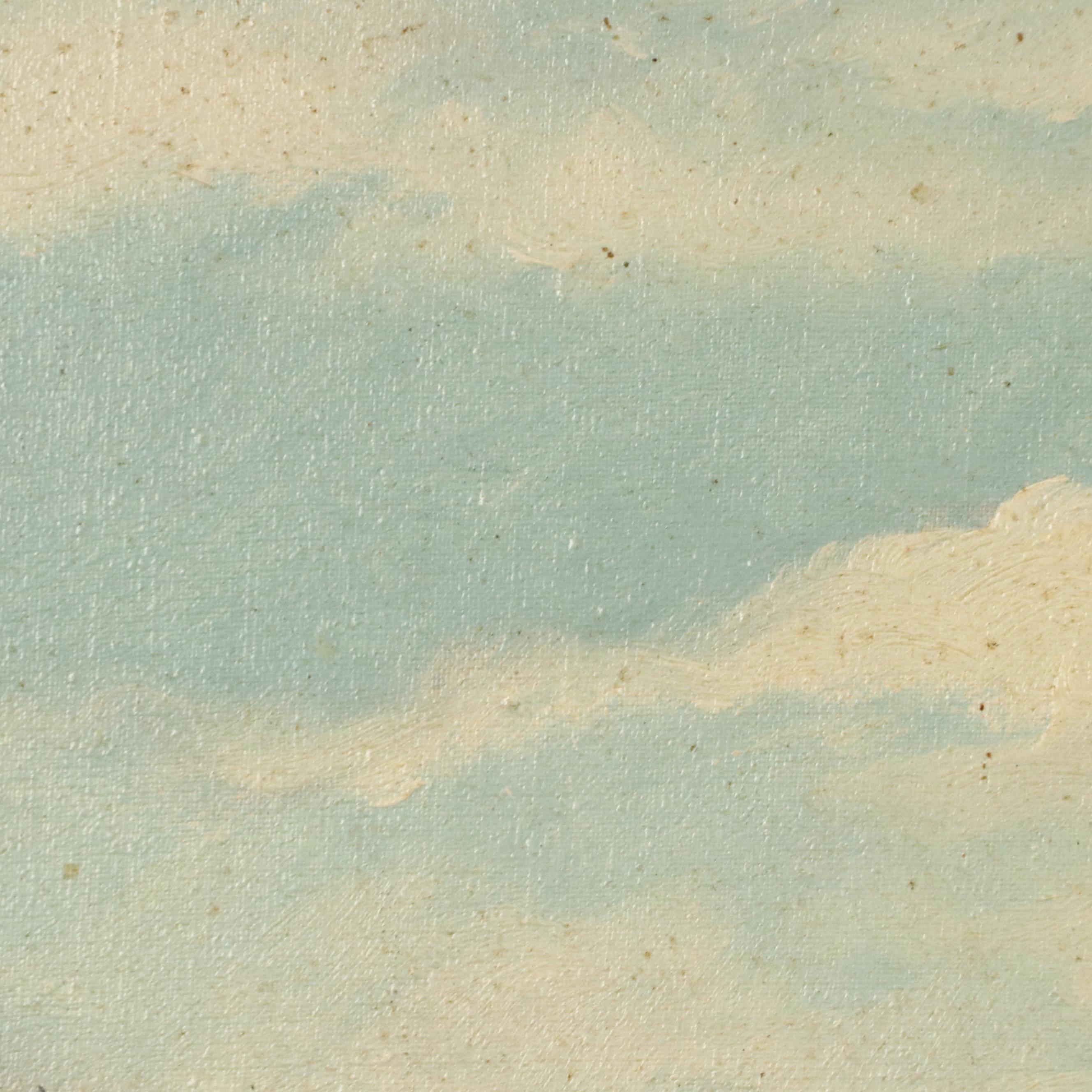 Impressionistic Style European Pastoral Landscape Oil Painting, Mid-20th Century