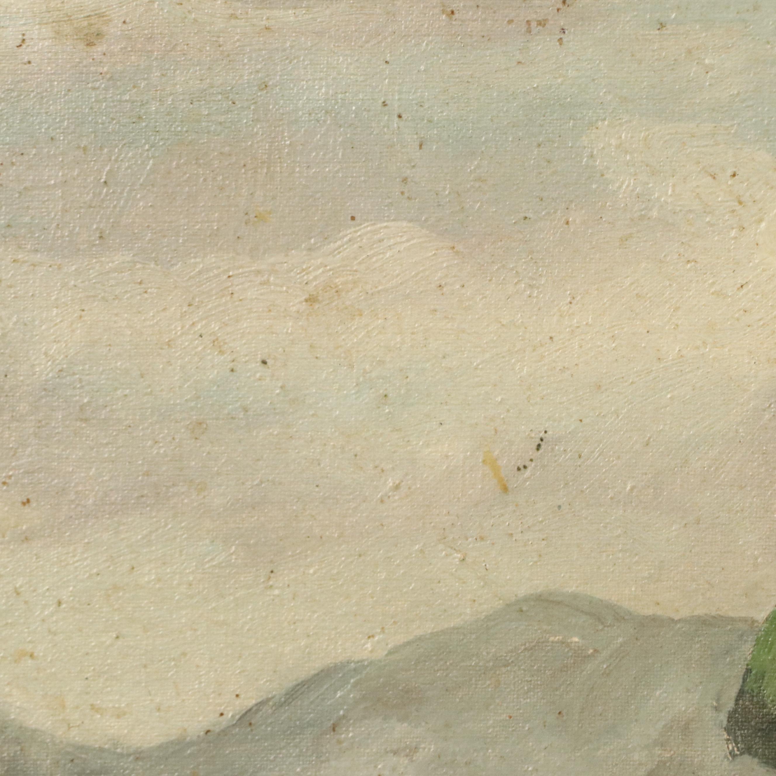 Impressionistic Style European Pastoral Landscape Oil Painting, Mid-20th Century