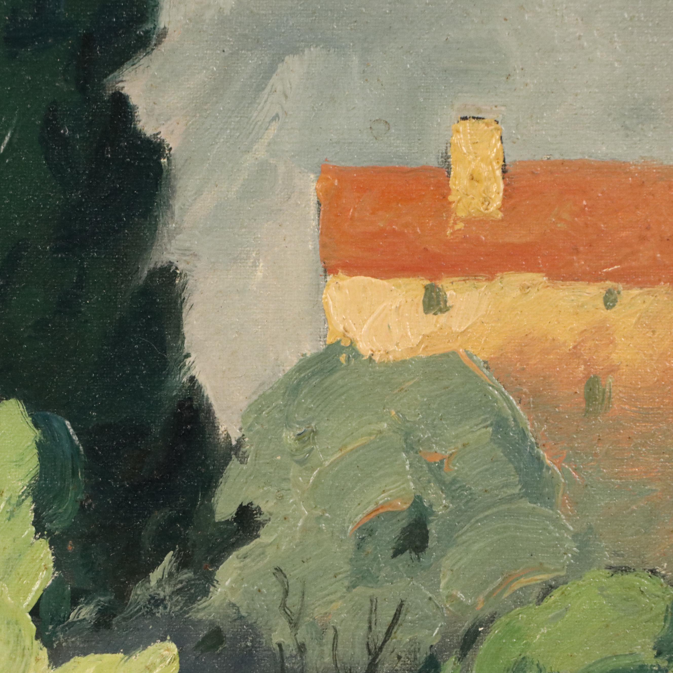 Impressionistic Style European Pastoral Landscape Oil Painting, Mid-20th Century