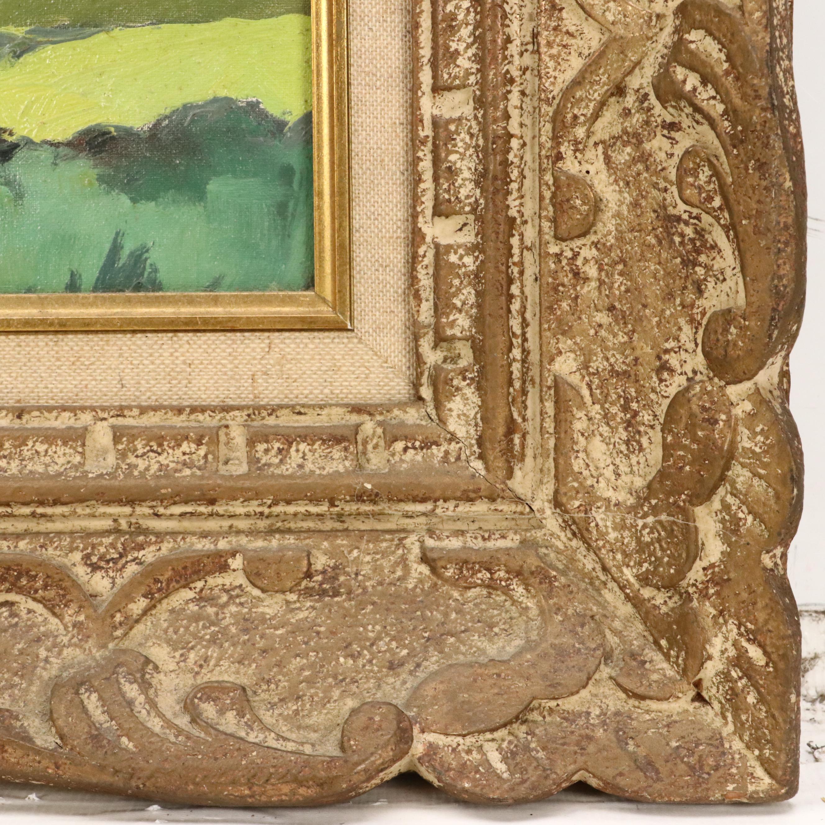 Impressionistic Style European Pastoral Landscape Oil Painting, Mid-20th Century