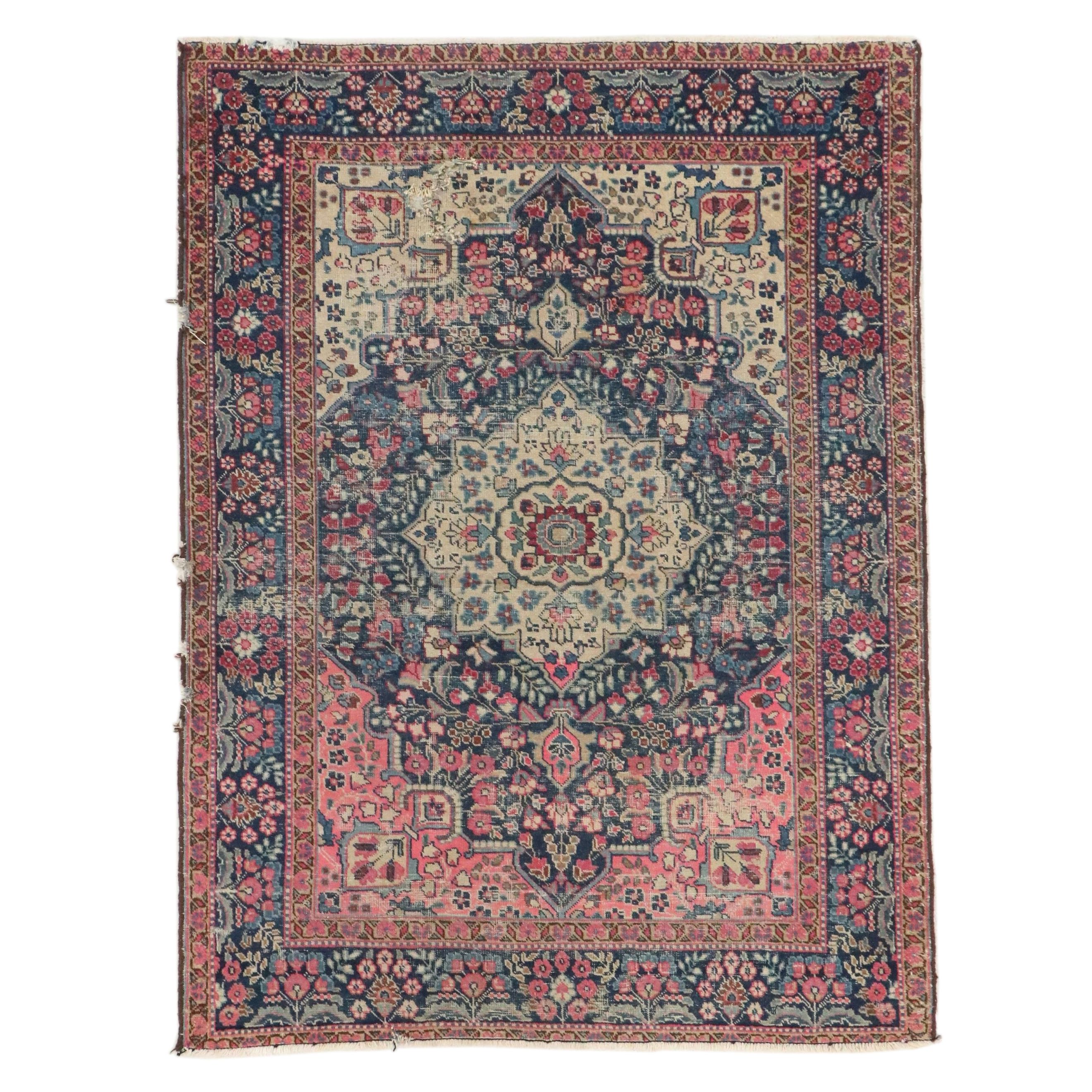 4'7 x 6'2 Hand-Knotted Persian Hamadan Area Rug