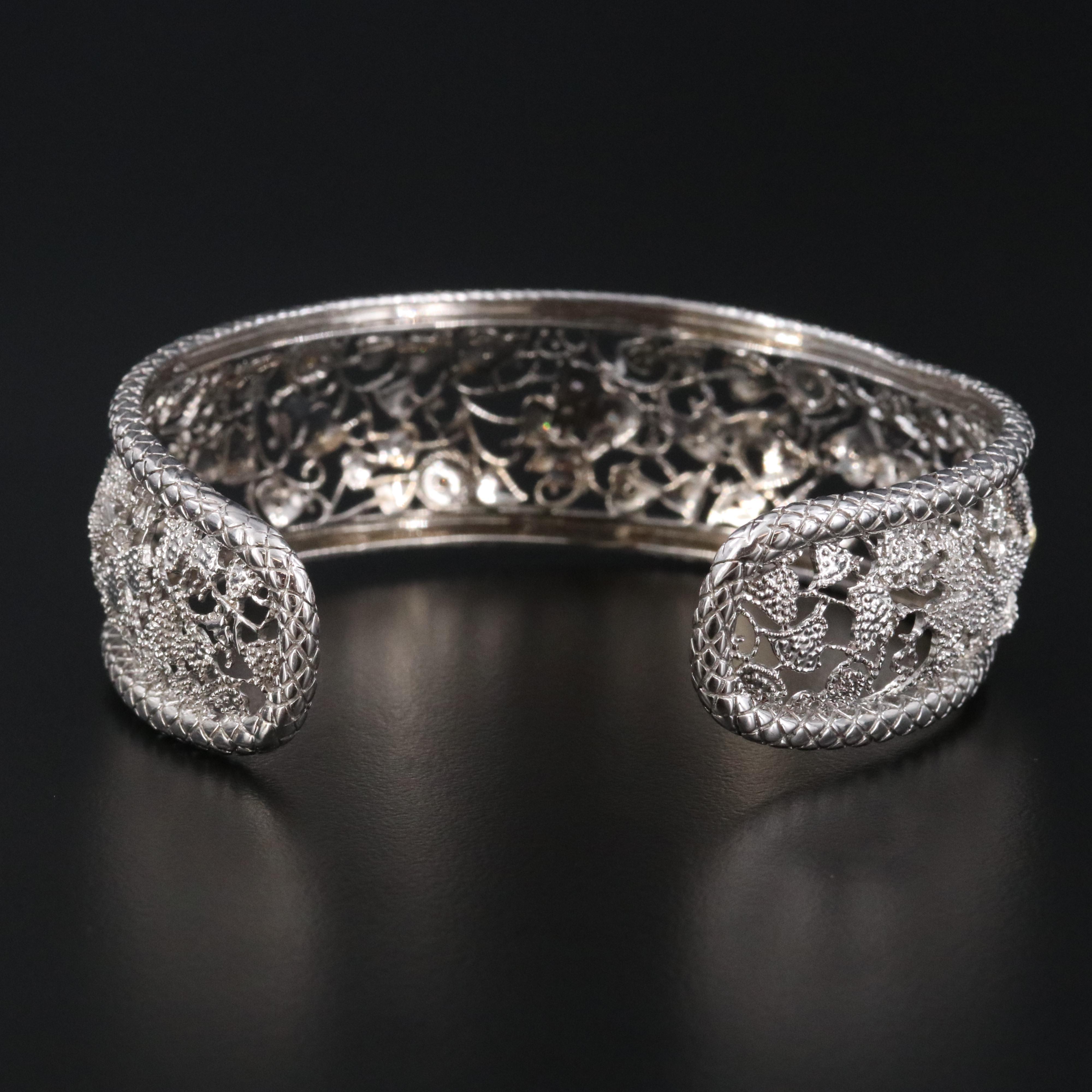 Le Vian Sterling Diamond Floral Cuff Bracelet