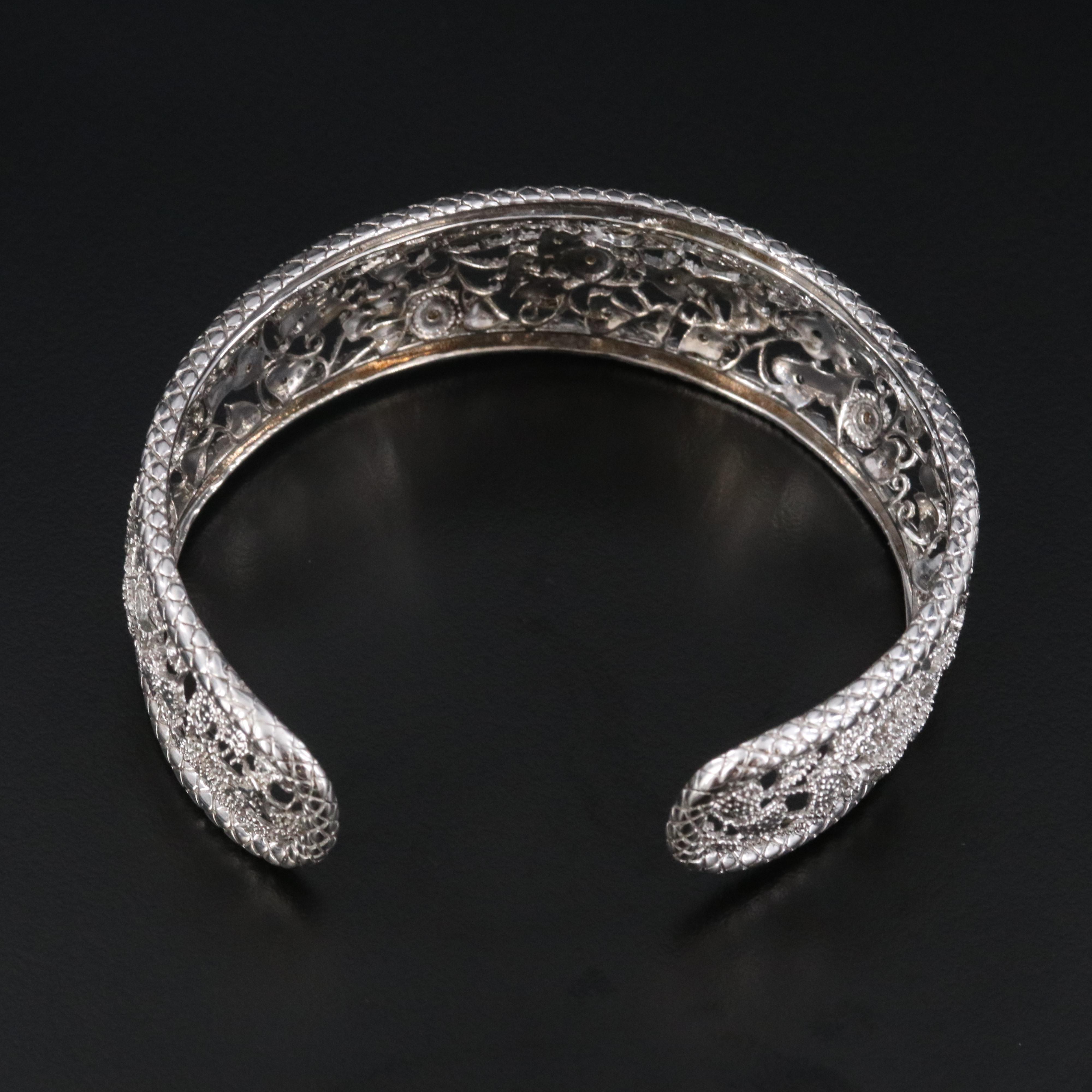 Le Vian Sterling Diamond Floral Cuff Bracelet