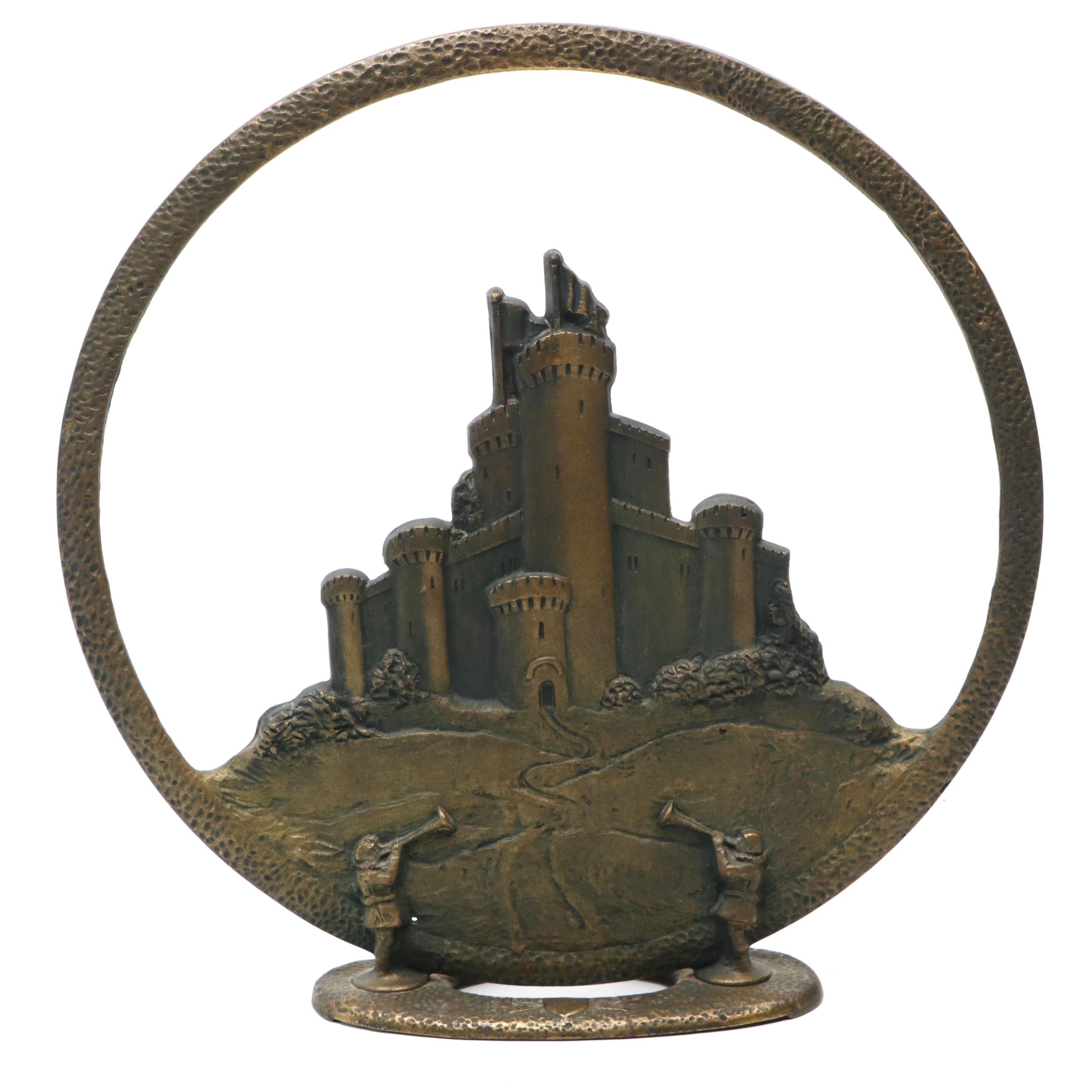 Art Deco Style Cast Iron Castle Radio Cone Speaker Covers, 1920s