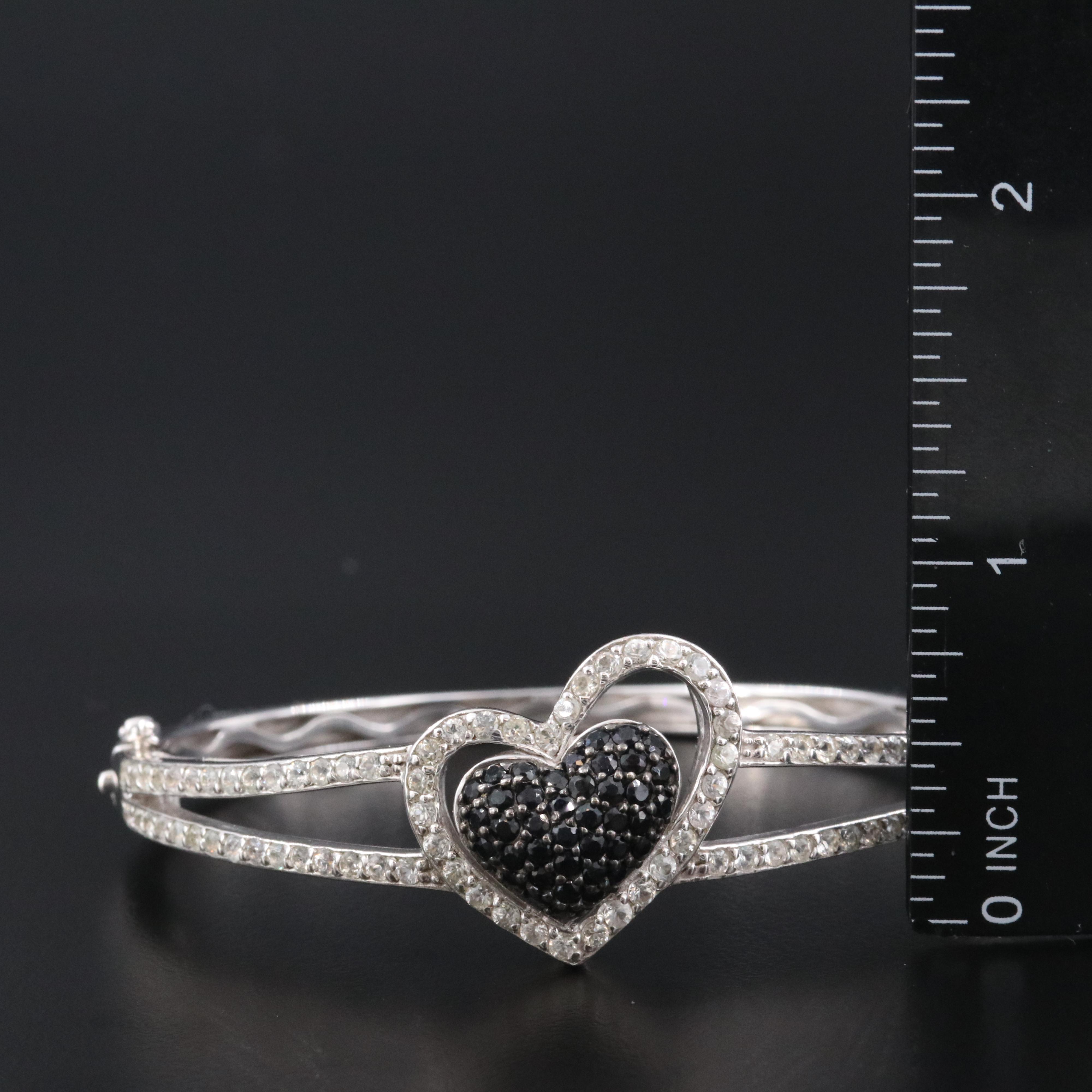 Ziba by Le Vian Sterling Sapphire Heart Hinged Bangle Bracelet