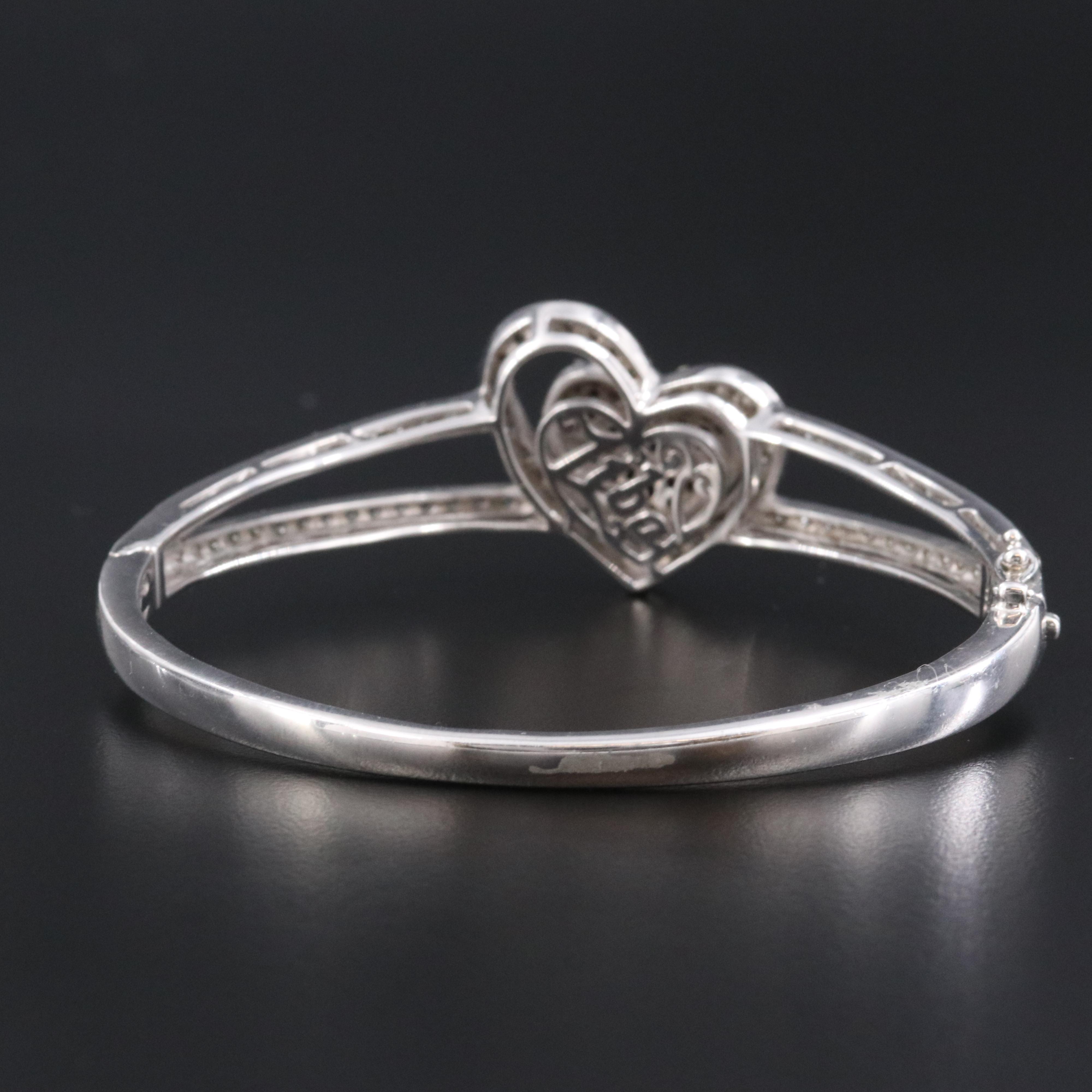 Ziba by Le Vian Sterling Sapphire Heart Hinged Bangle Bracelet