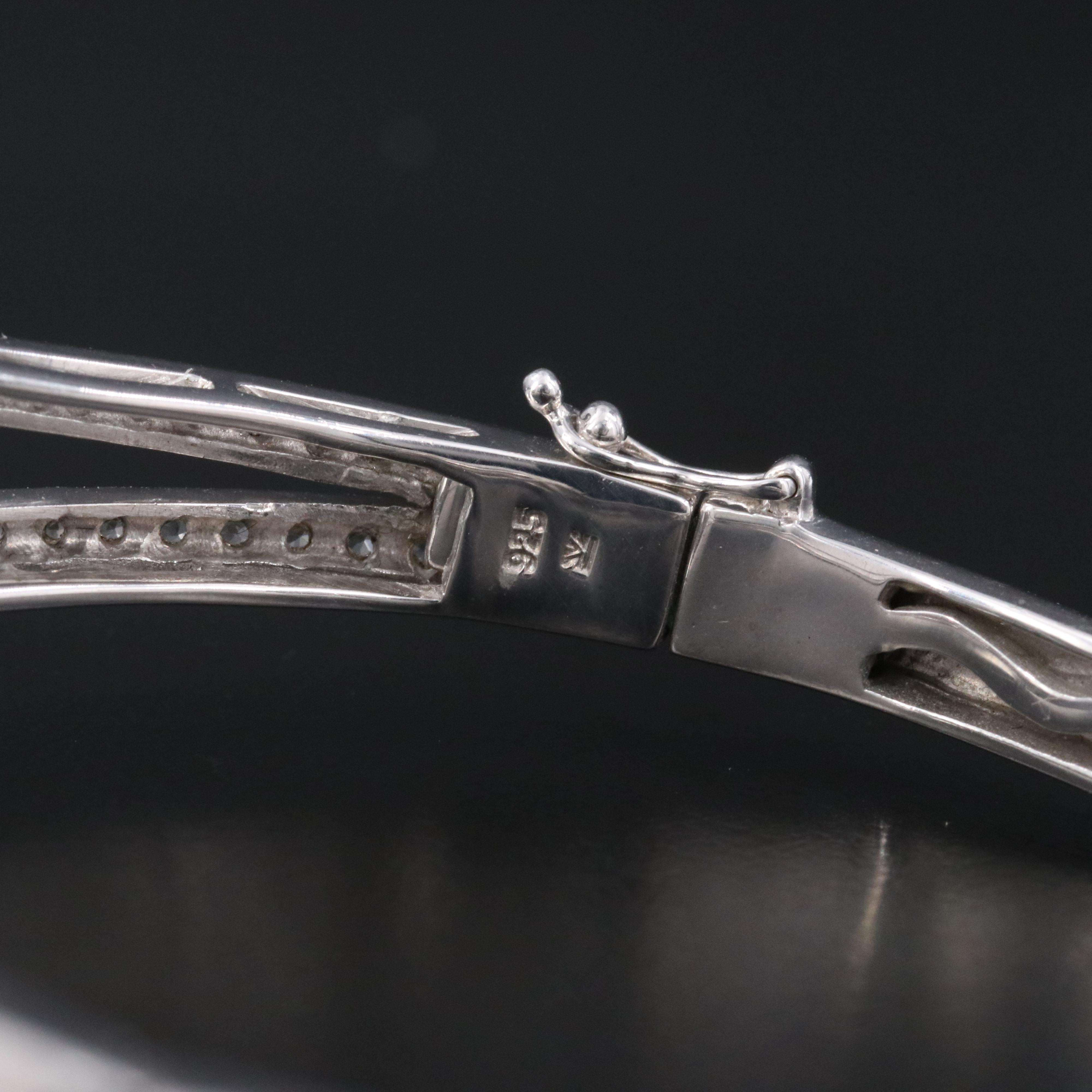 Ziba by Le Vian Sterling Sapphire Heart Hinged Bangle Bracelet