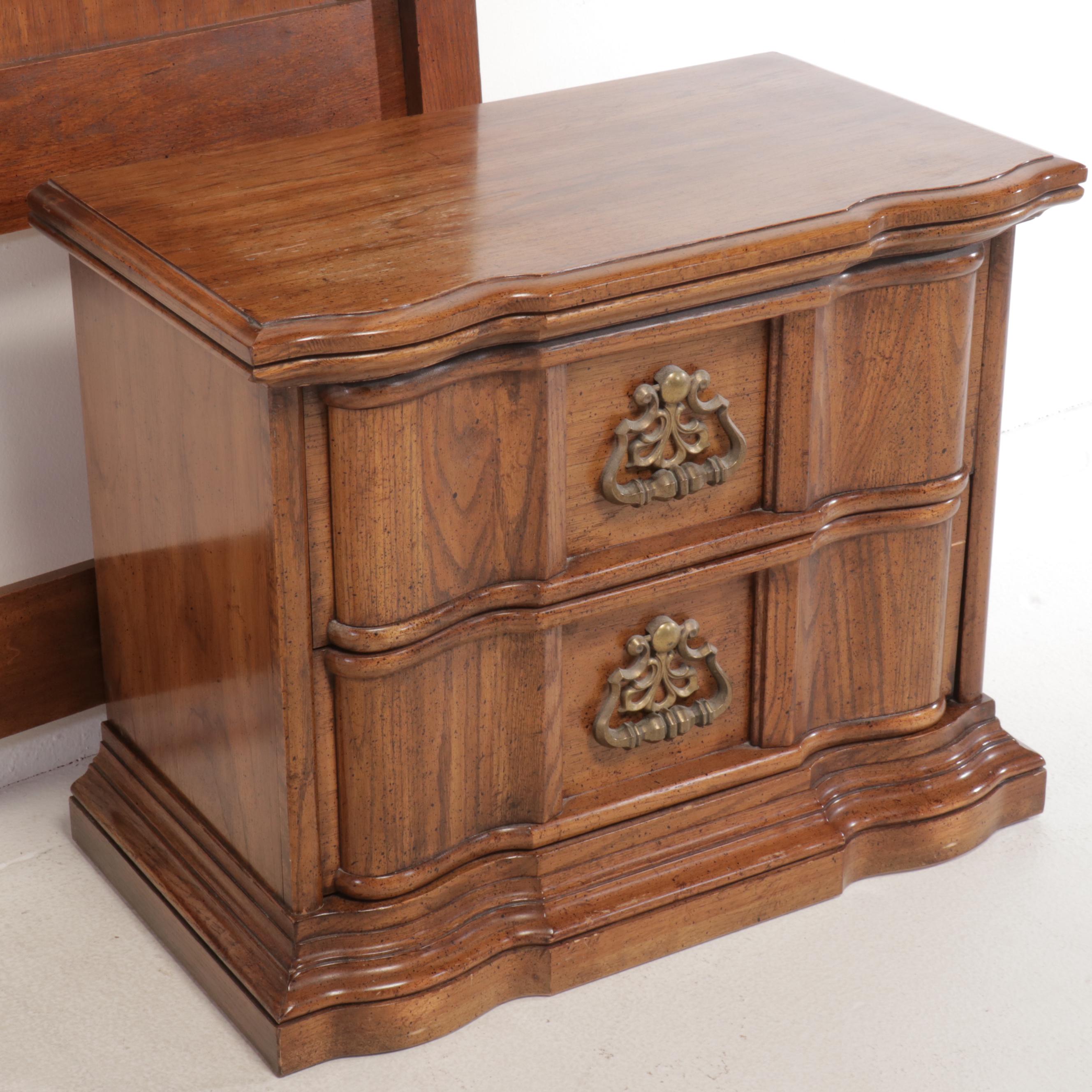 Spanish Baroque Style Headboard and Nightstand, Mid to Late 20th Century