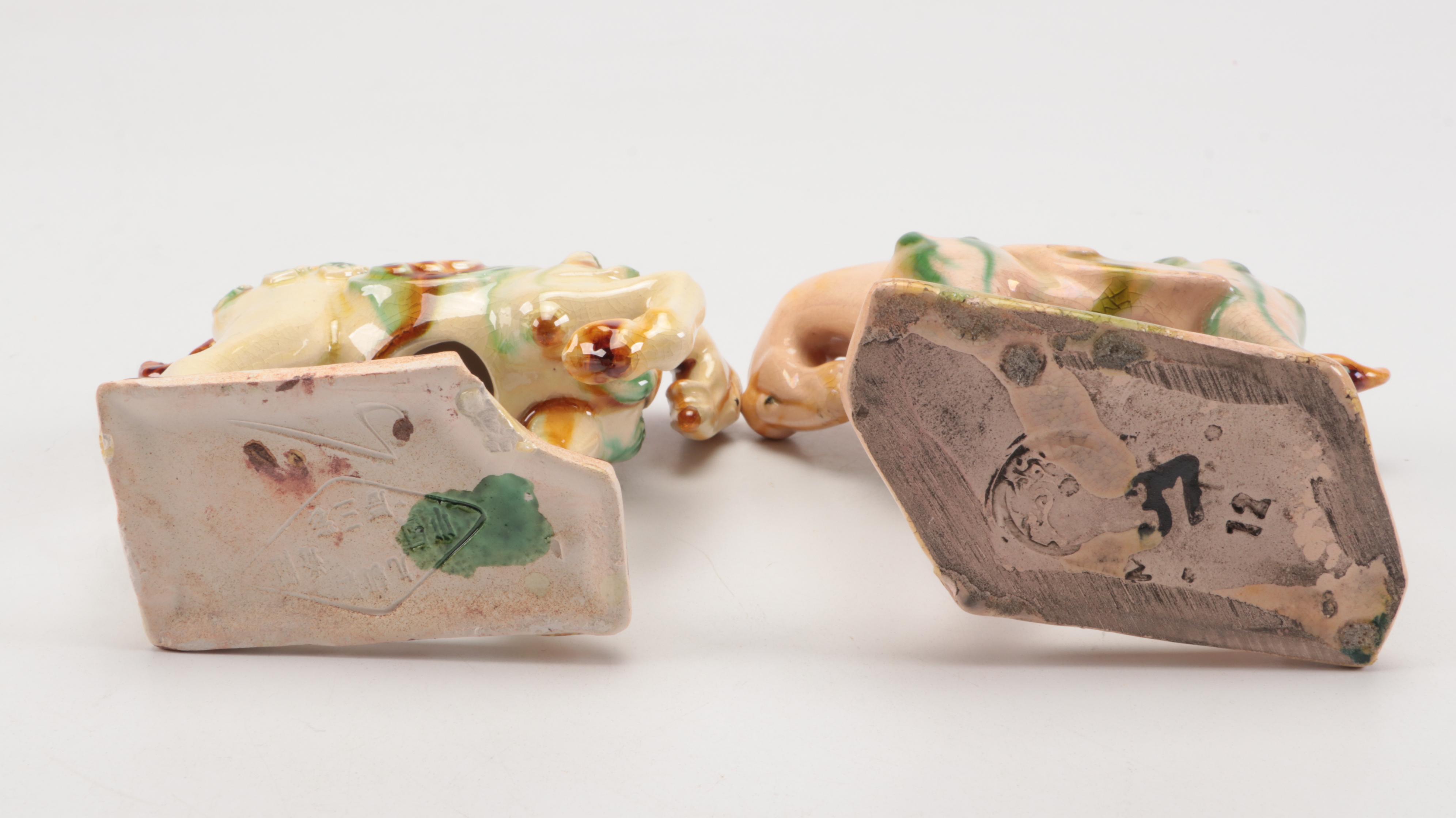 Chinese Tang Dynasty Style Sancai Glazed Ceramic Horse Figurines