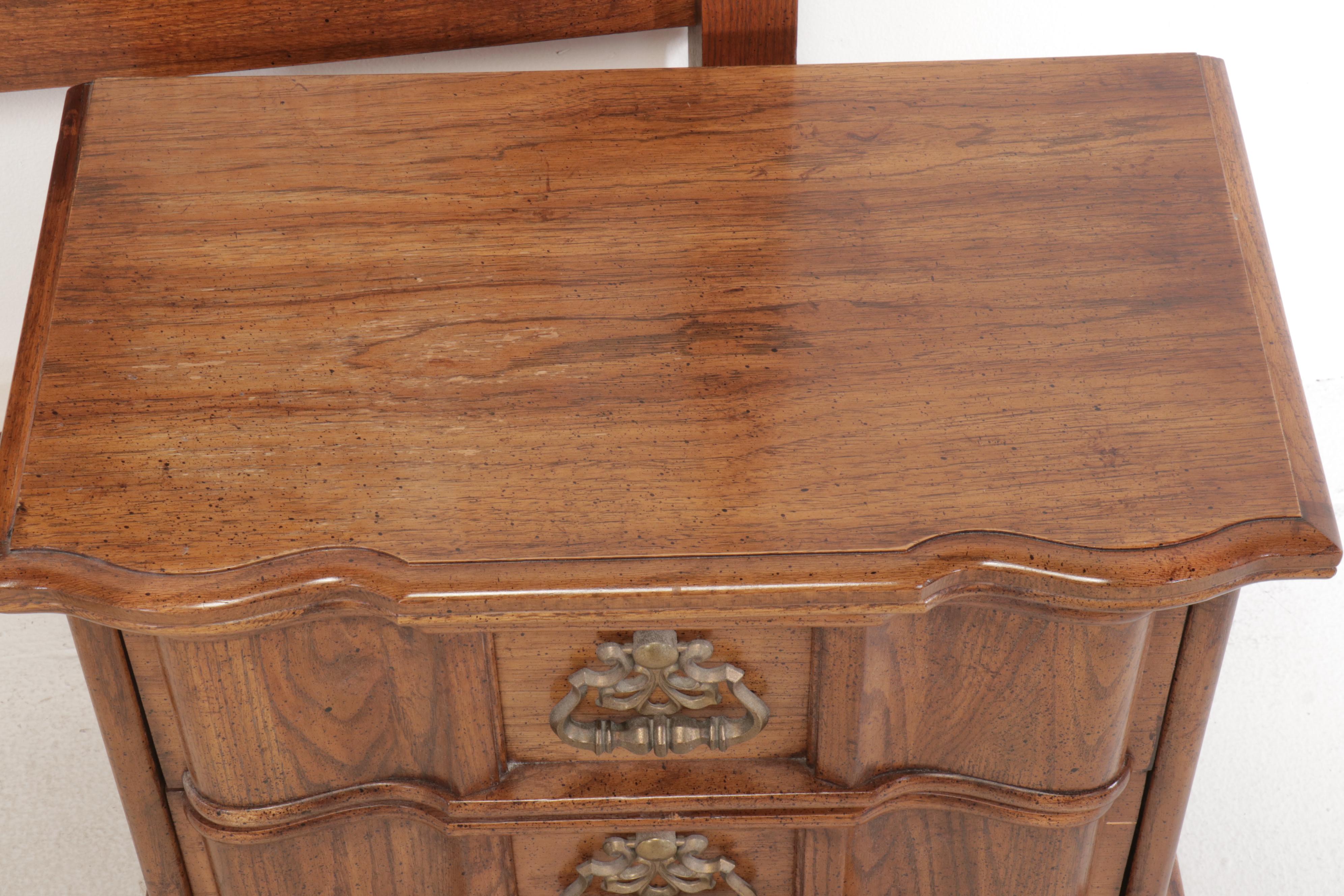 Spanish Baroque Style Headboard and Nightstand, Mid to Late 20th Century