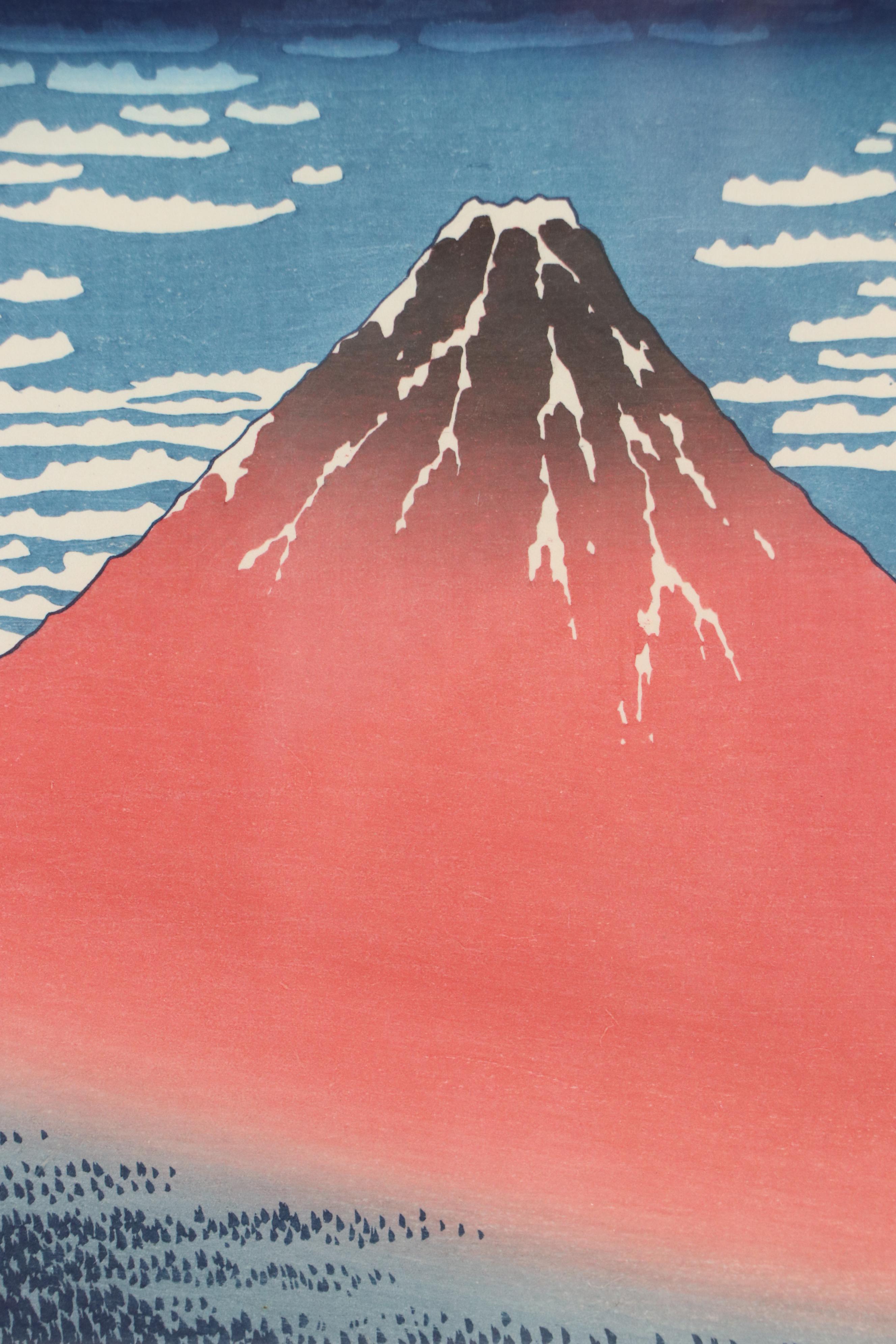 Katsushika Hokusai Woodblock "South Wind, Clear Sky," Late 19th Century