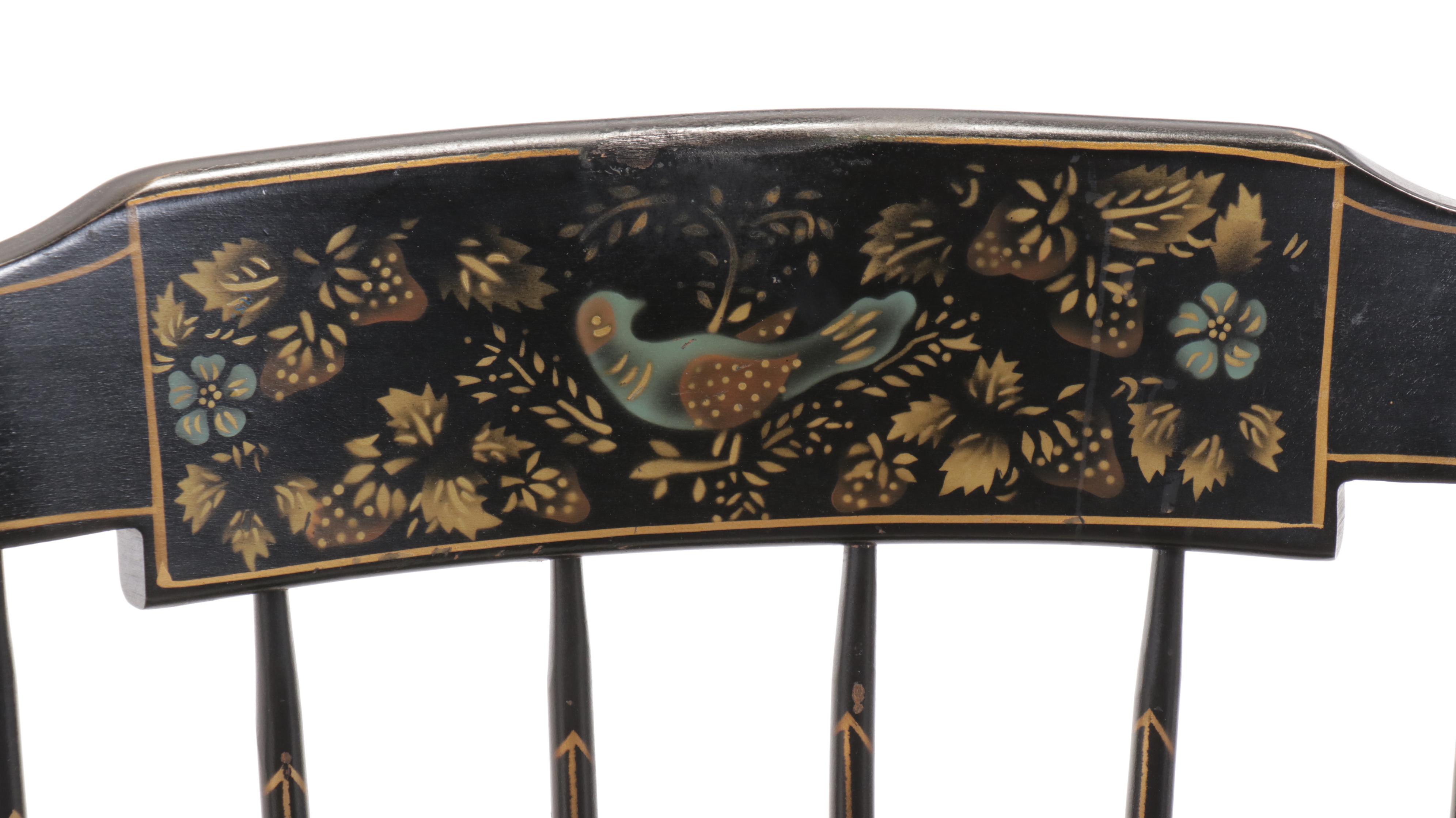 Hitchcock Style Stencil Decorated Rocking Chair, Mid to Late 20th Century