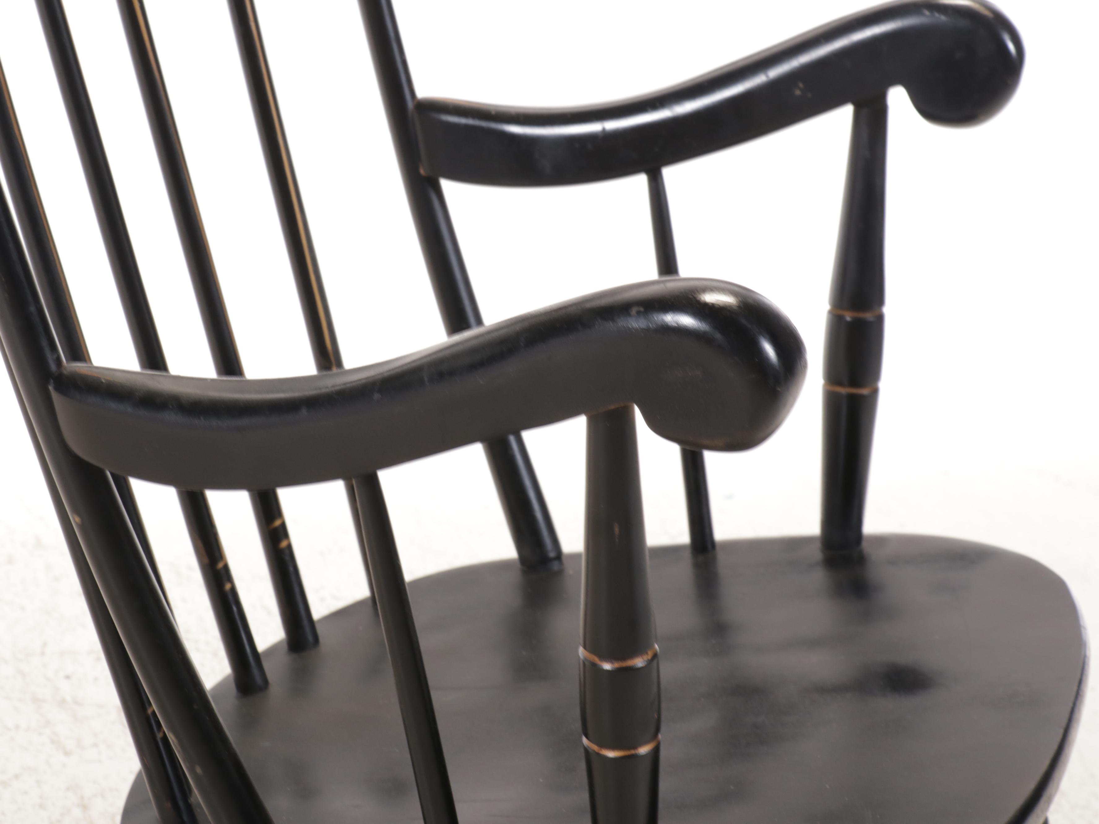 Hitchcock Style Stencil Decorated Rocking Chair, Mid to Late 20th Century