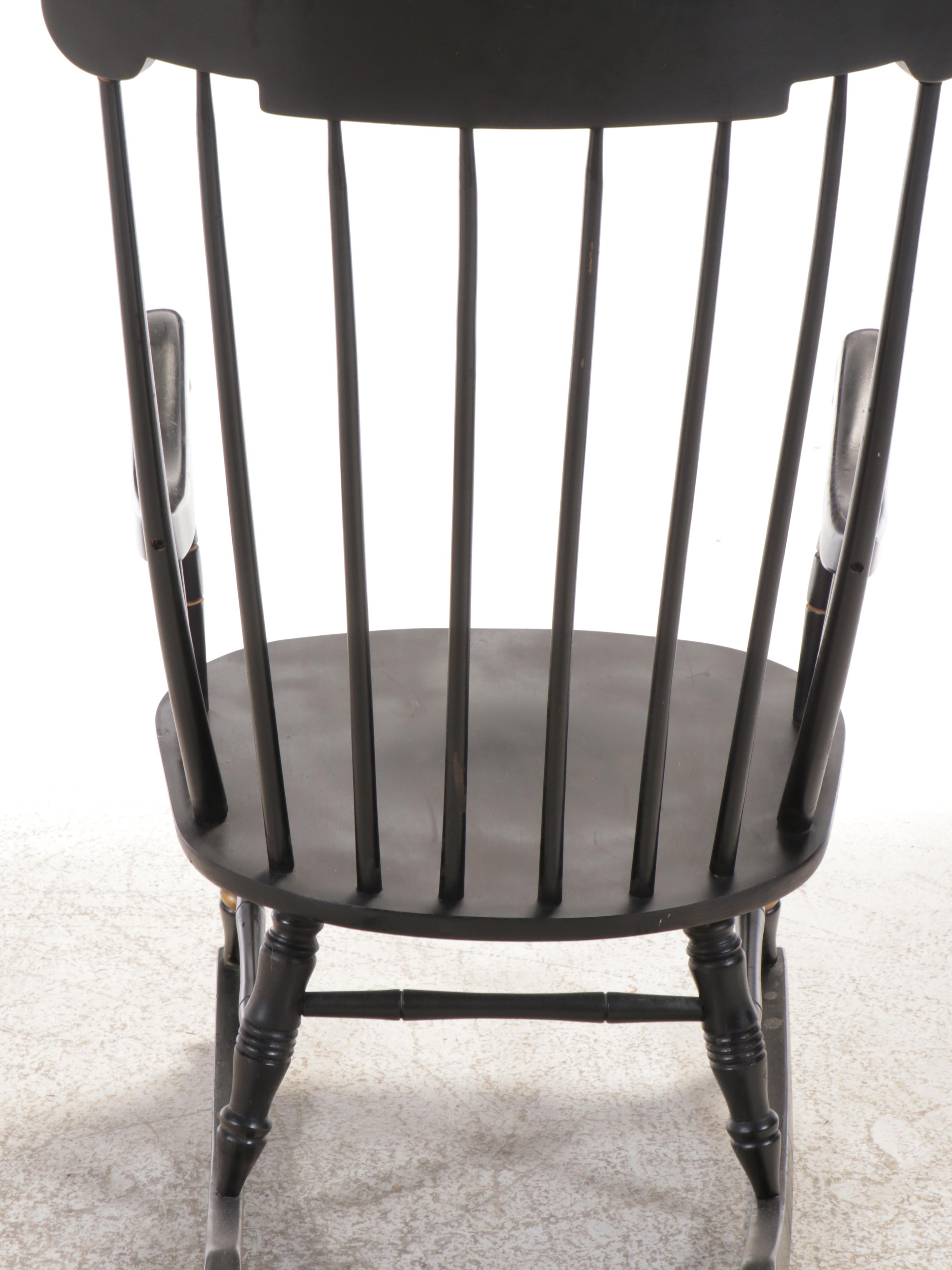 Hitchcock Style Stencil Decorated Rocking Chair, Mid to Late 20th Century