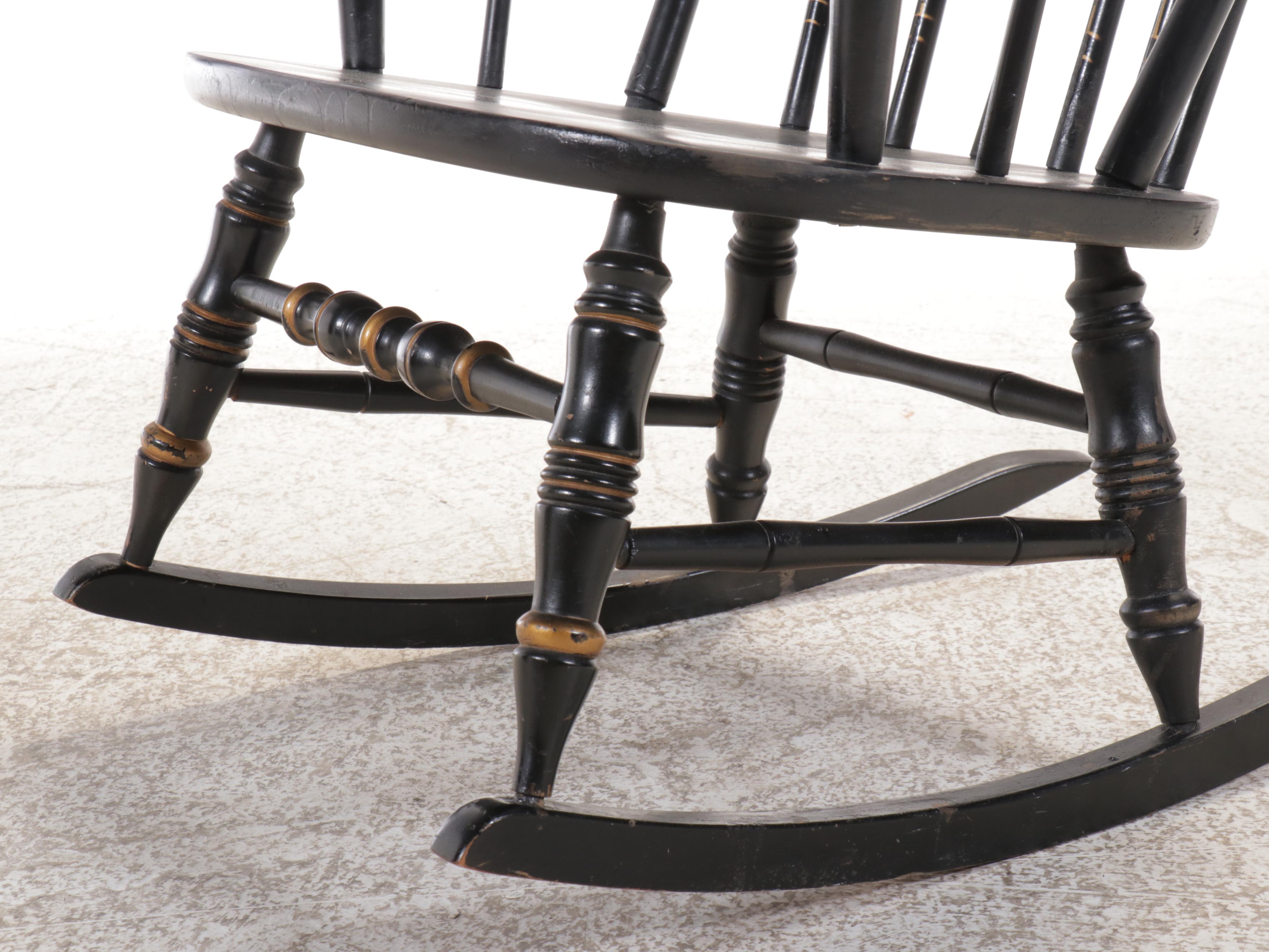 Hitchcock Style Stencil Decorated Rocking Chair, Mid to Late 20th Century