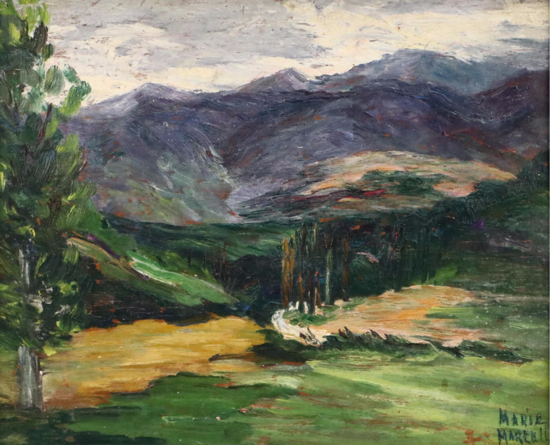 Marie Martelli-Chautard Impressionistic Oil Landscape, Early 20th Century