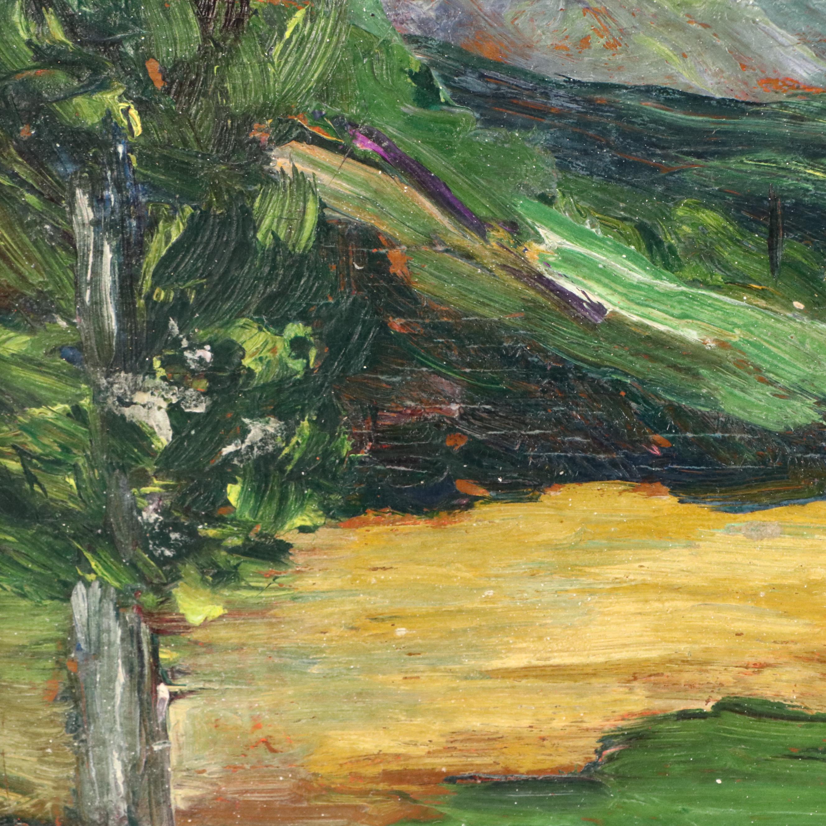 Marie Martelli-Chautard Impressionistic Oil Landscape, Early 20th Century