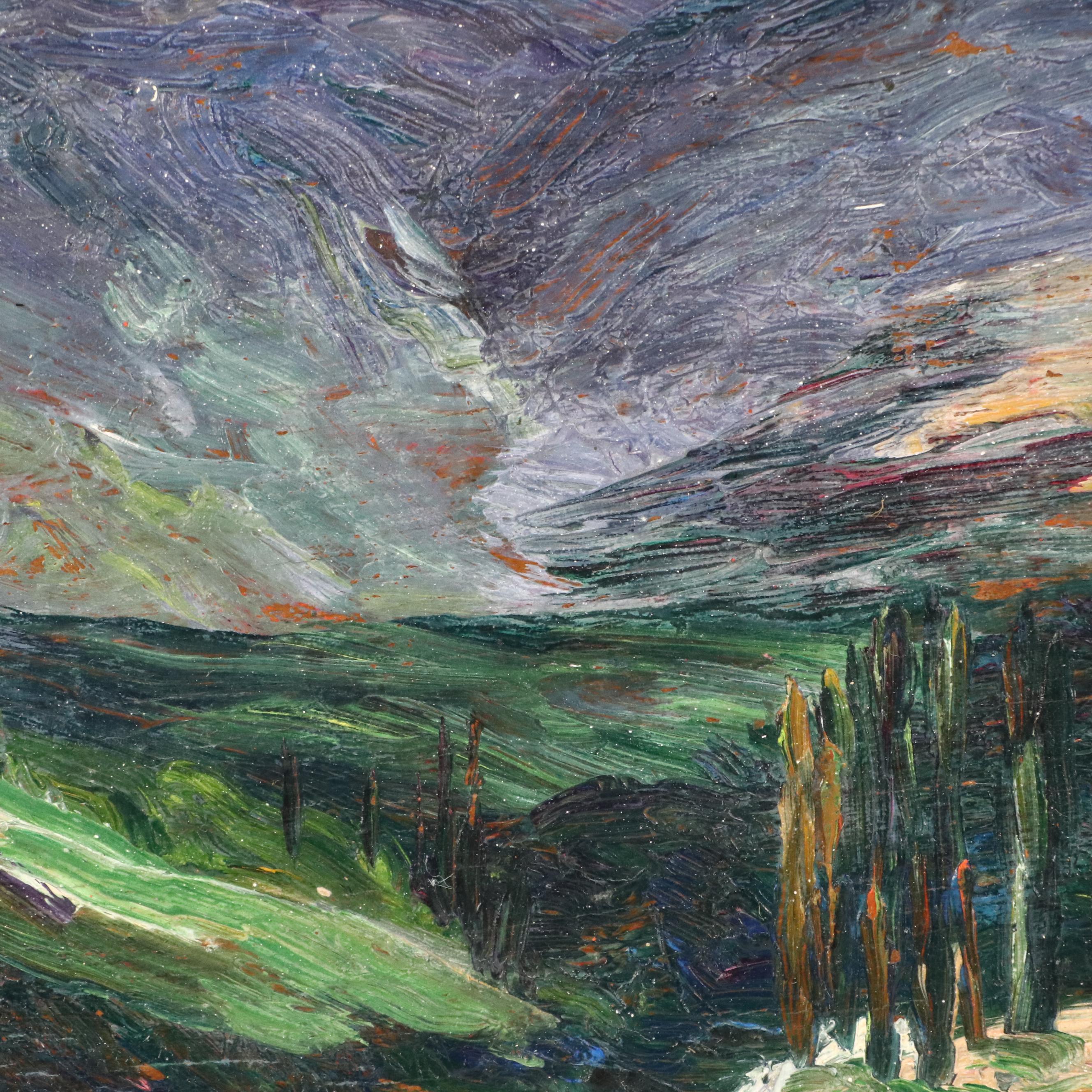 Marie Martelli-Chautard Impressionistic Oil Landscape, Early 20th Century