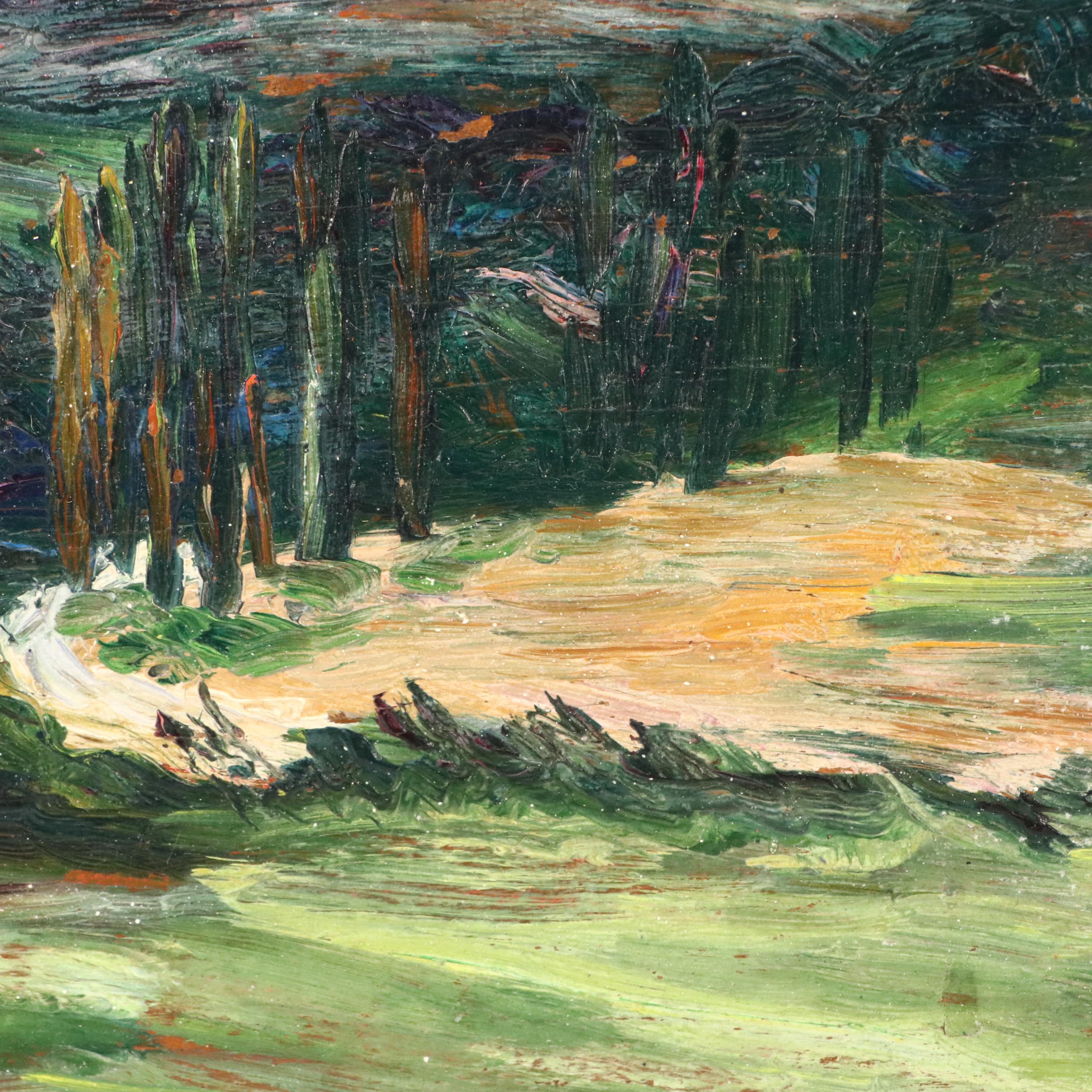 Marie Martelli-Chautard Impressionistic Oil Landscape, Early 20th Century