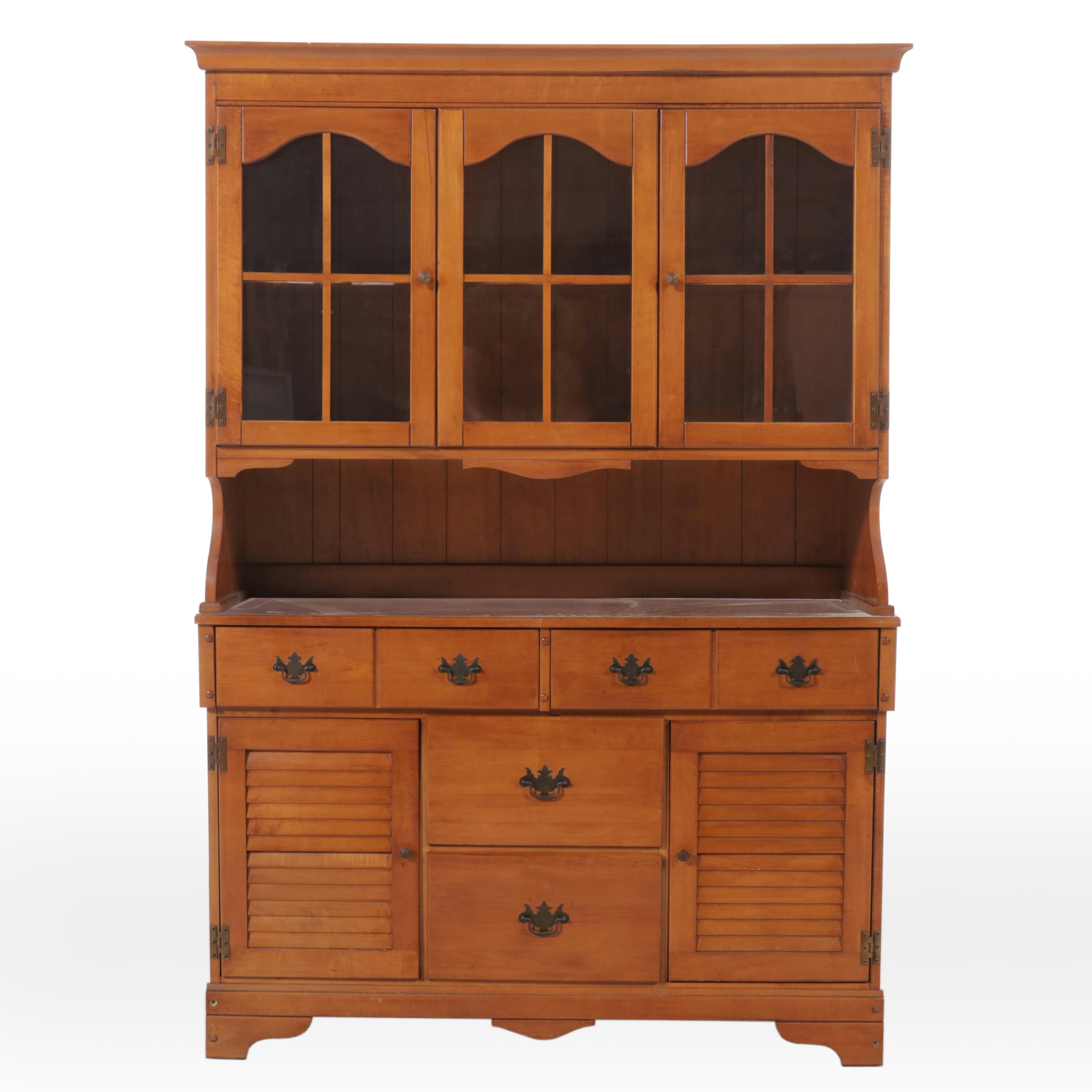 American Colonial Style Maple China Cabinet