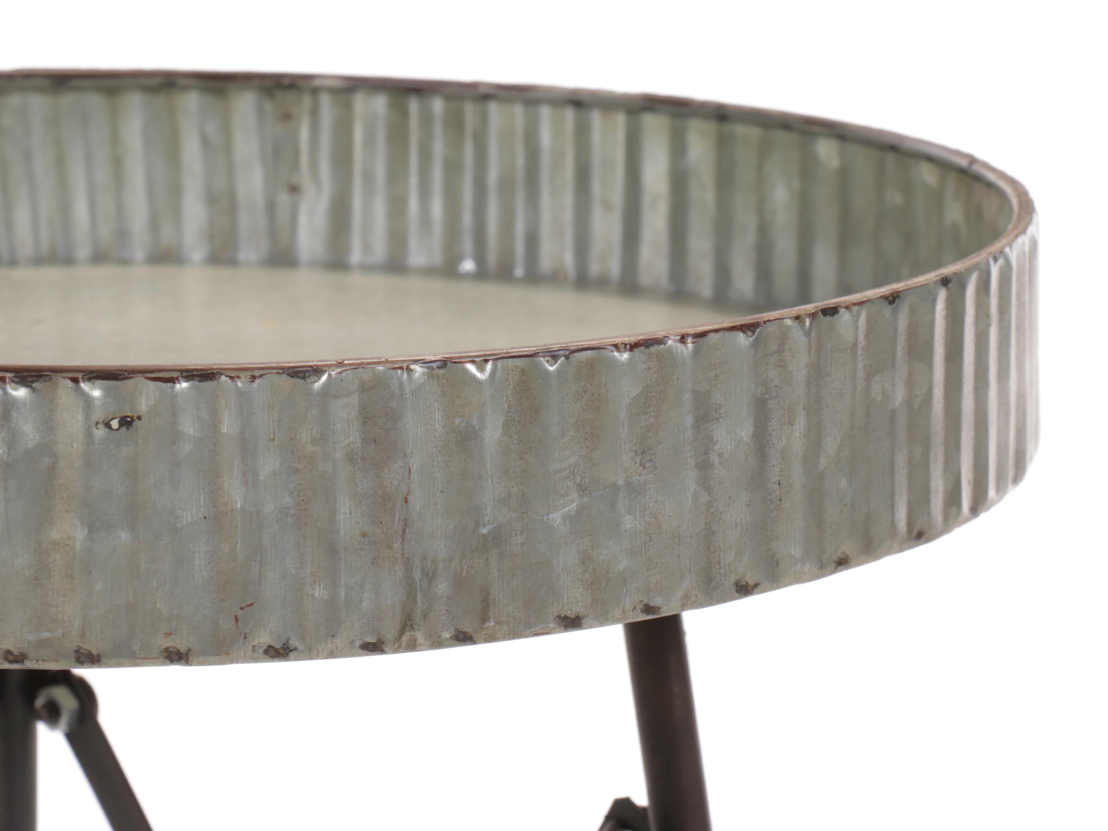 Decorative Wooden Bourbon Barrel and Industrial Style Metal Side Tables