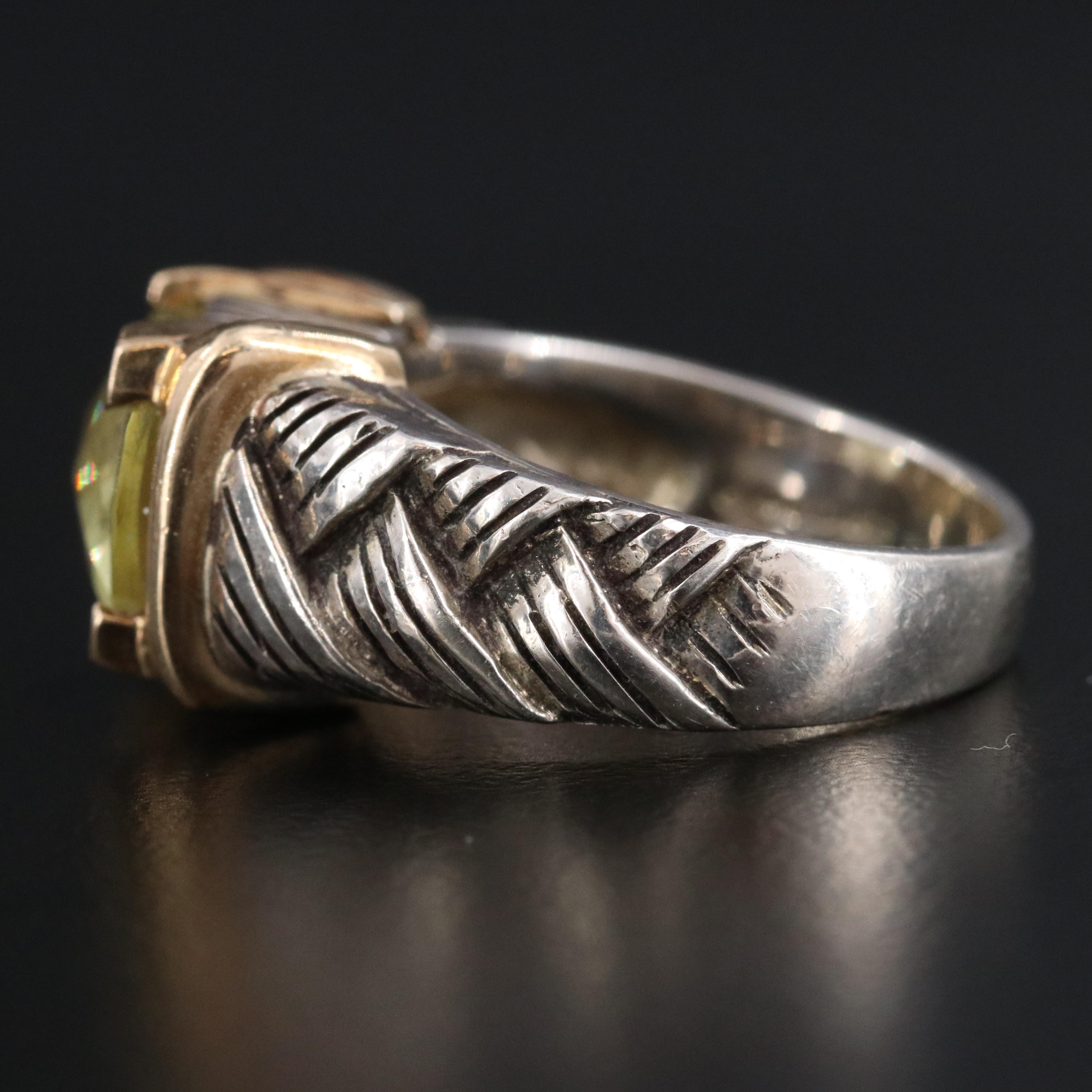 Andrea Candela Sterling Citrine Braided Ring with 14K Accents