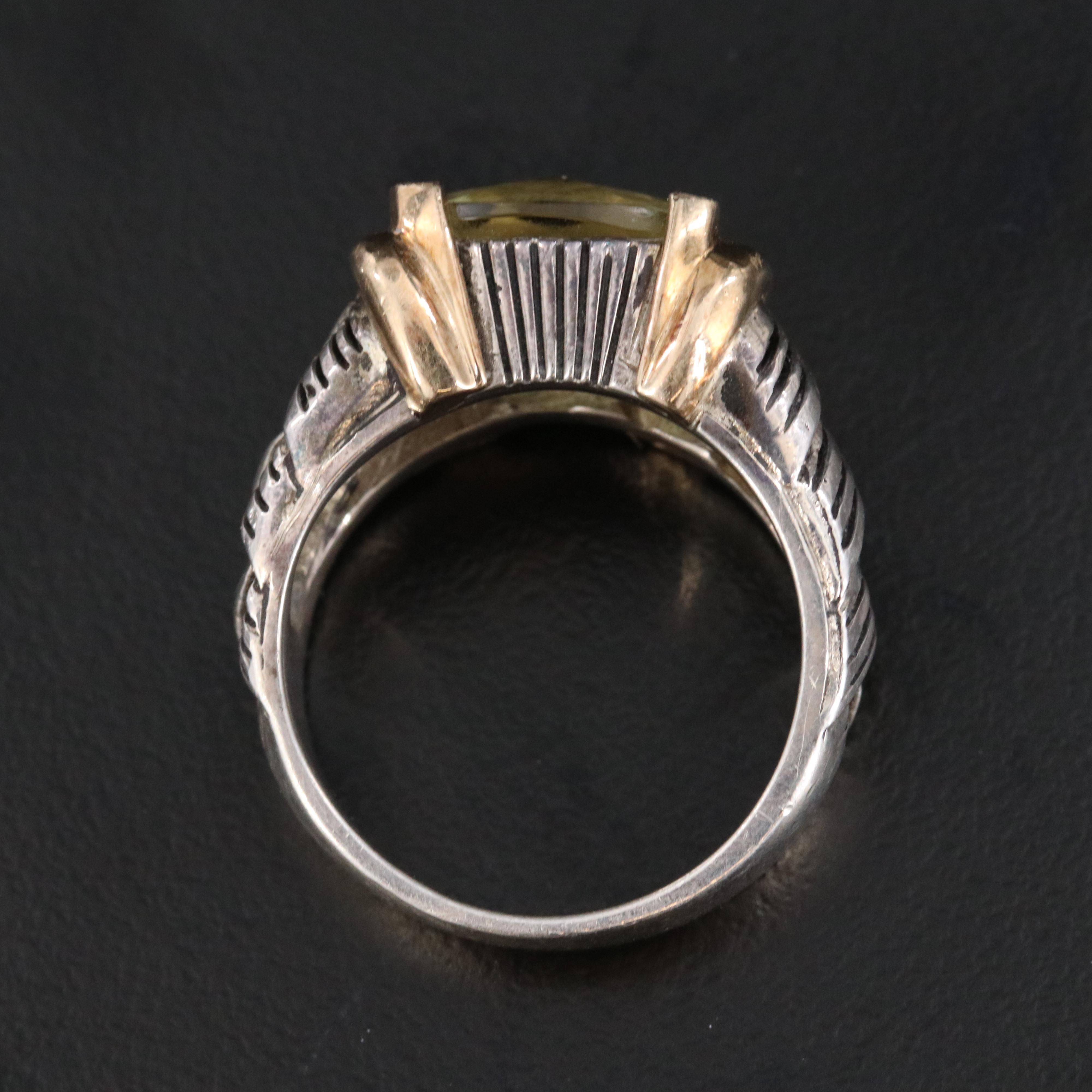 Andrea Candela Sterling Citrine Braided Ring with 14K Accents