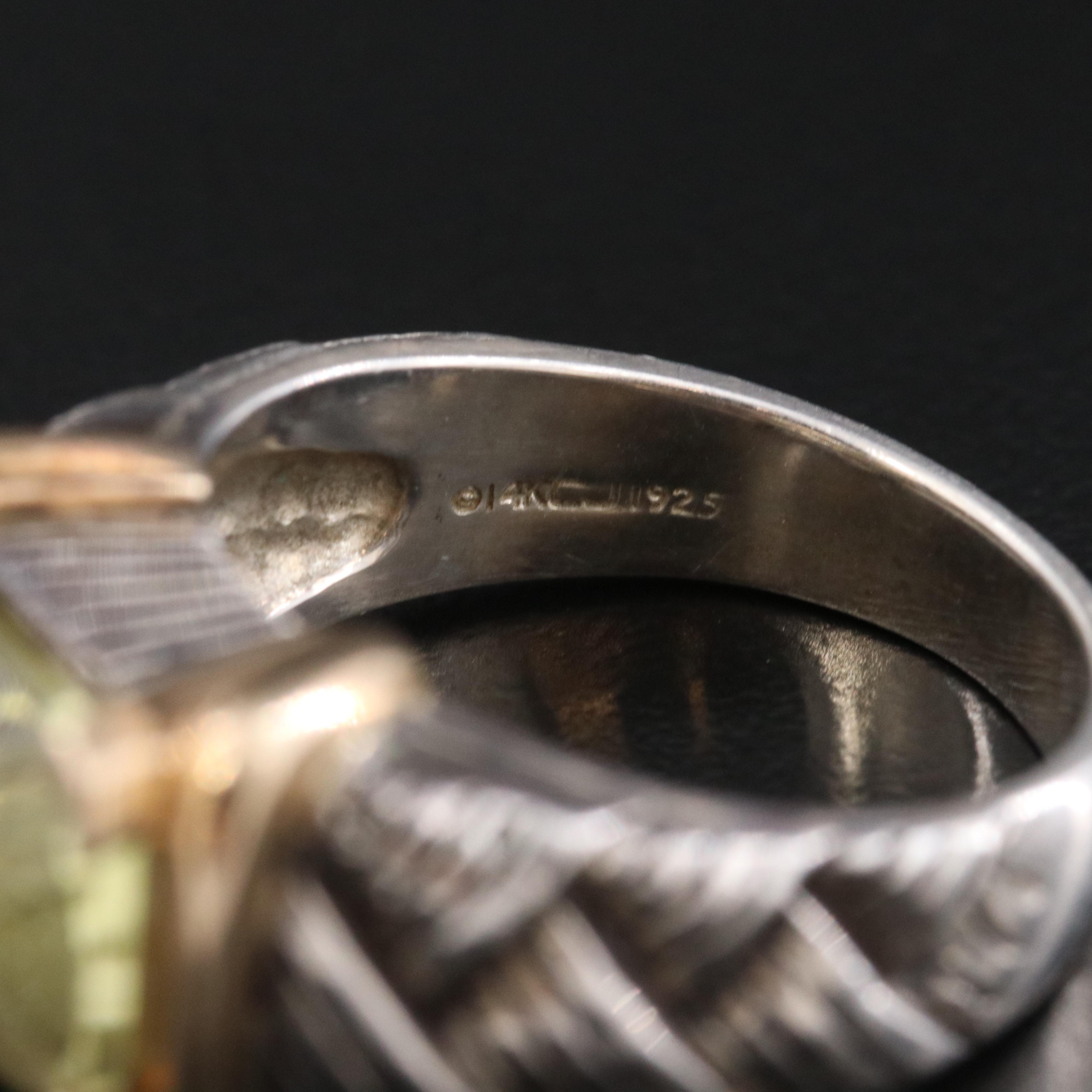 Andrea Candela Sterling Citrine Braided Ring with 14K Accents