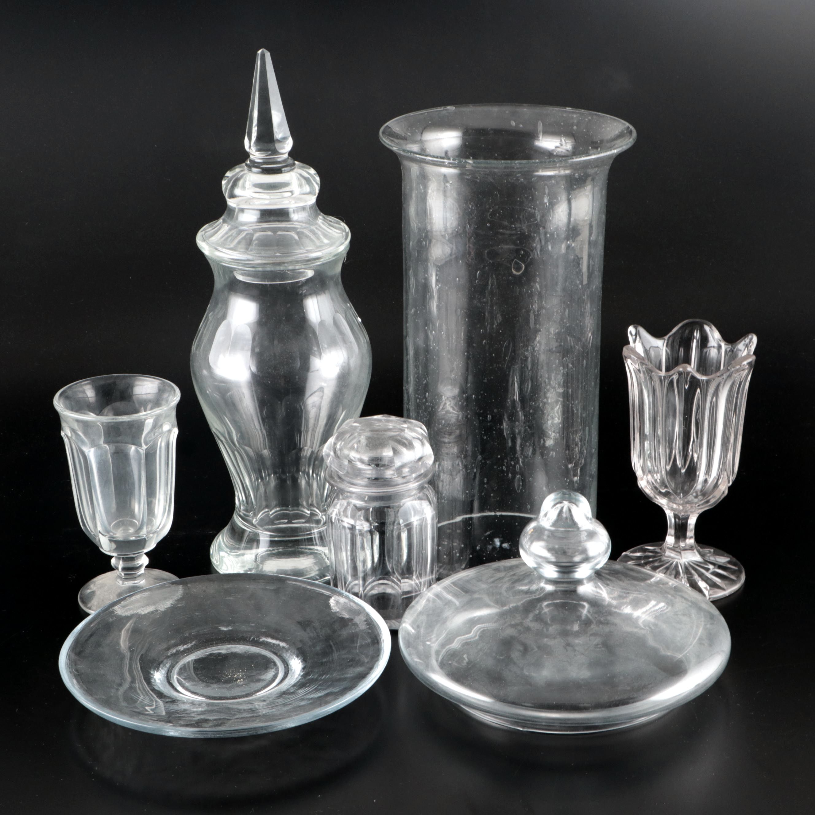 McKee Glass "Seneca" Spooner with Candy Container and Other Table Accessories