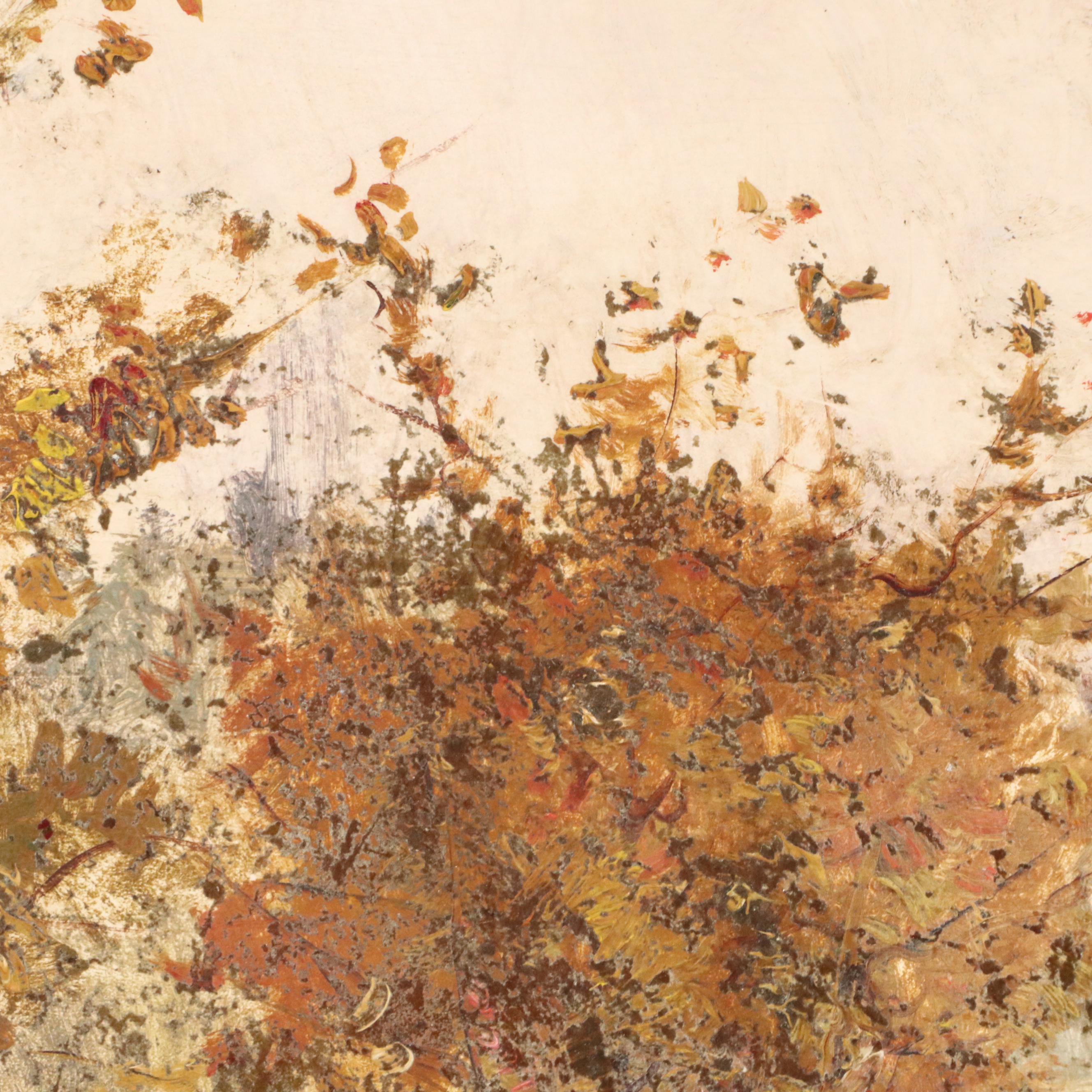 Adolphe Frederic Lejeune Impressionistic Oil Painting Autumn Scene, Circa 1890