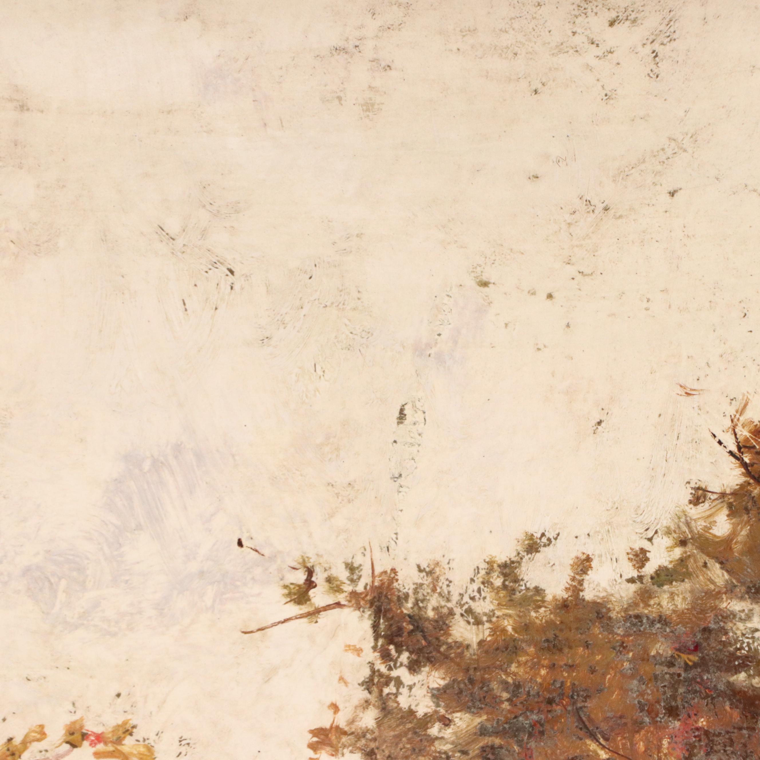 Adolphe Frederic Lejeune Impressionistic Oil Painting Autumn Scene, Circa 1890