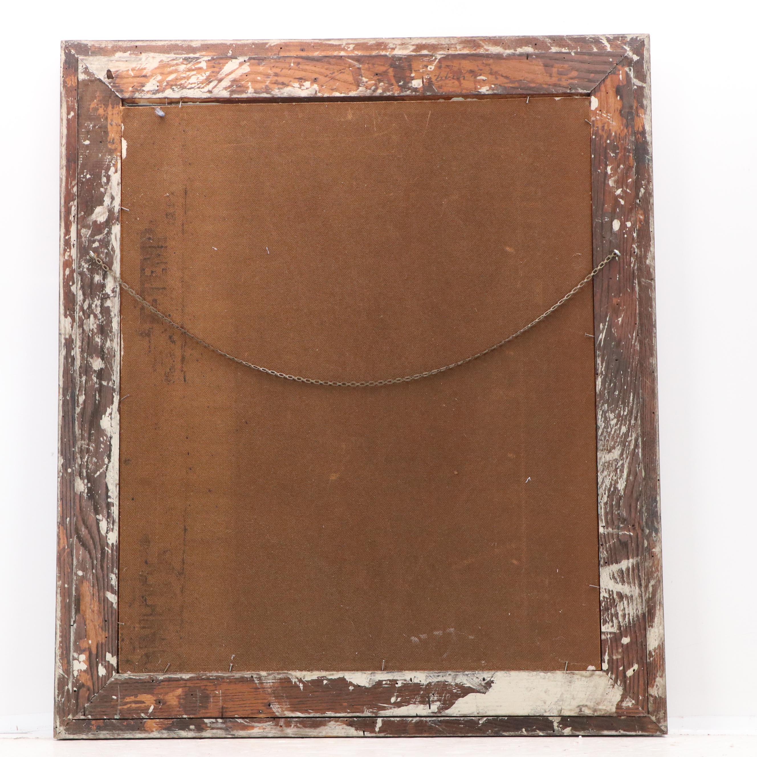 Impressionistic Oil Painting of Outdoor Scene with Four Figures, 20th Century