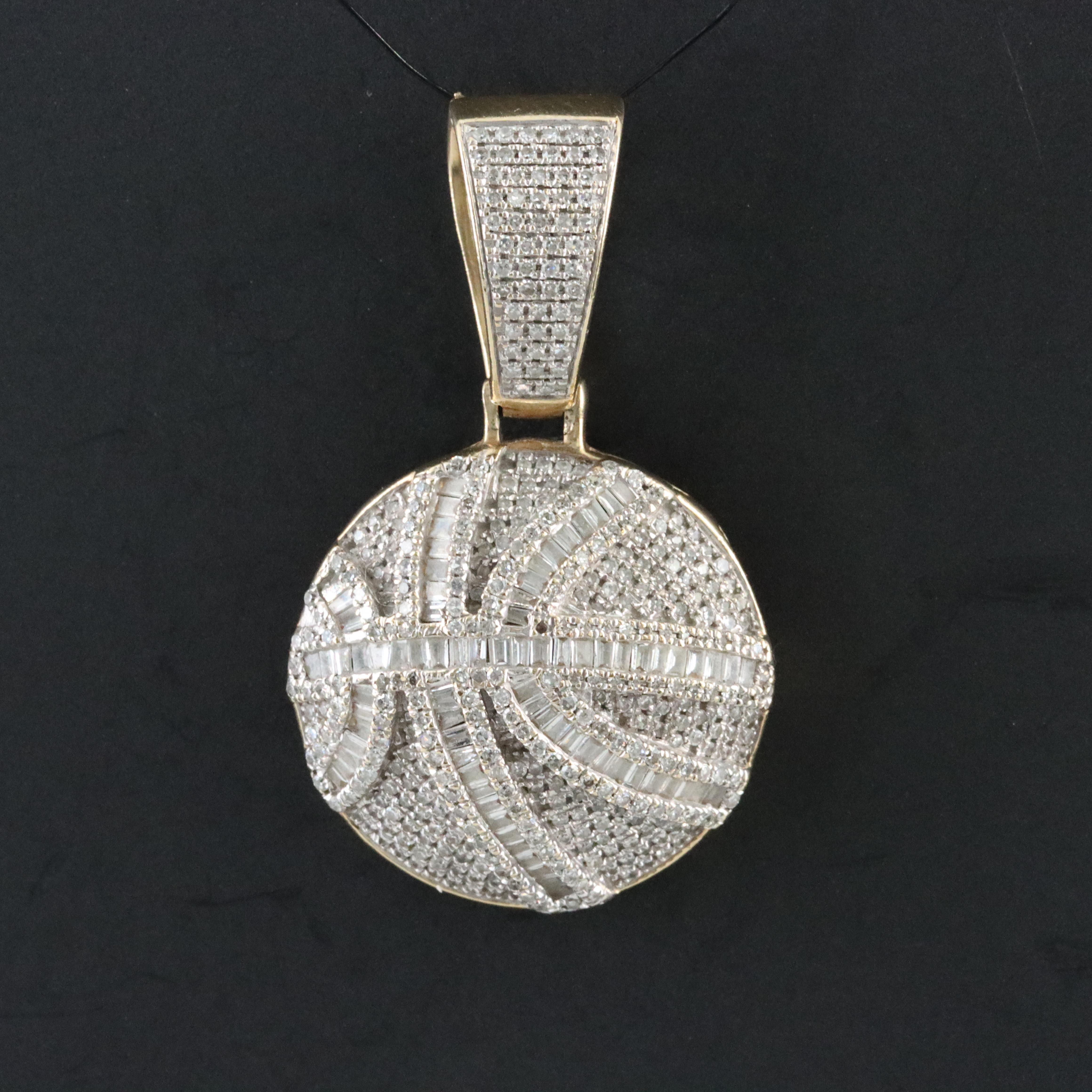 10K 0.95 CTW Diamond Basketball Pendant
