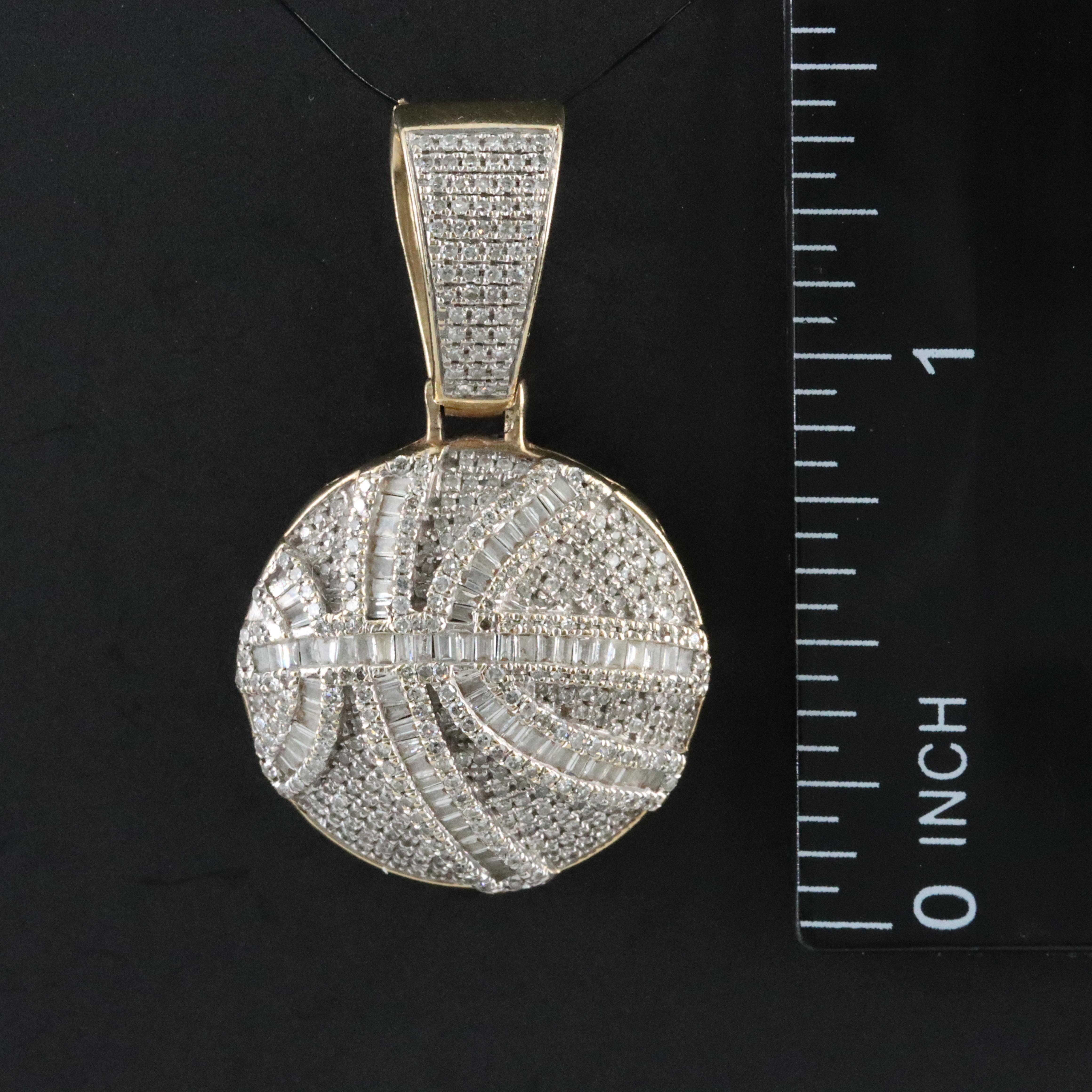 10K 0.95 CTW Diamond Basketball Pendant