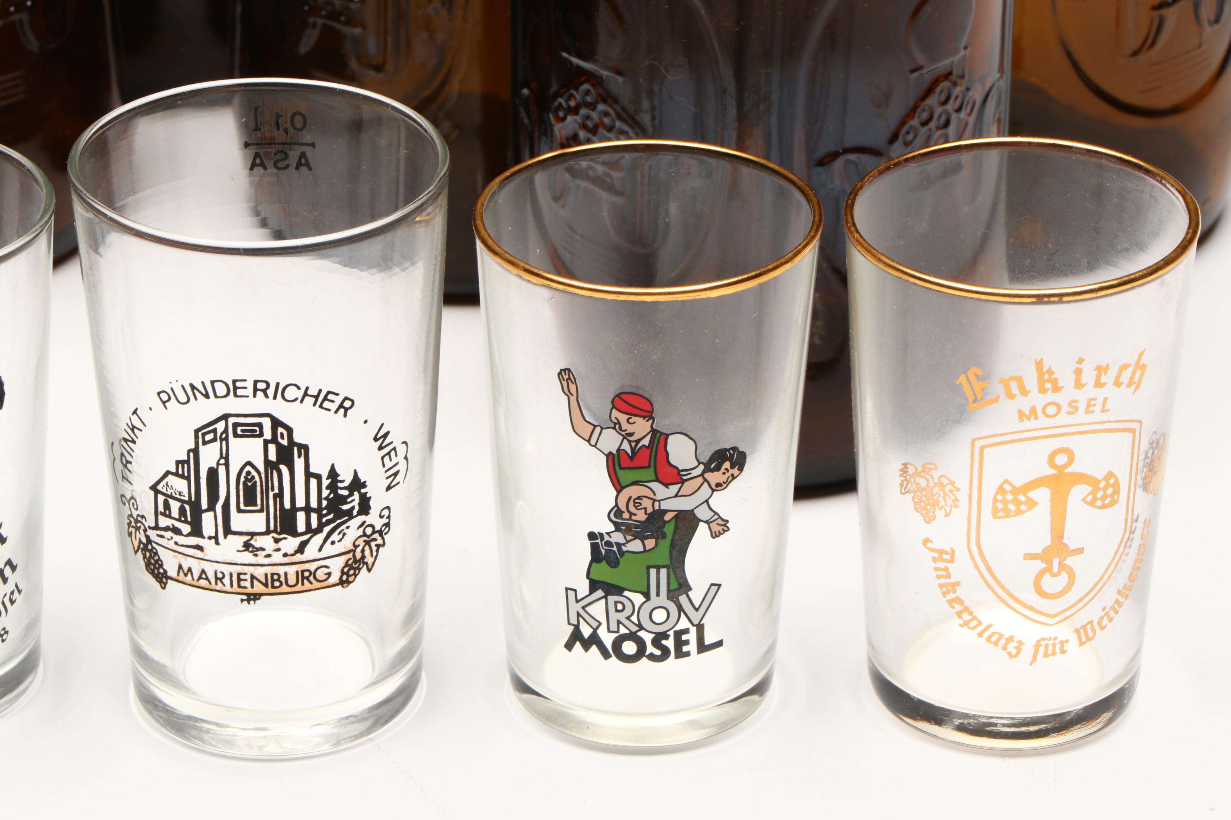 Altenmünster "Brauer Bier" Glass Bottles with Souvenir Shot Glasses