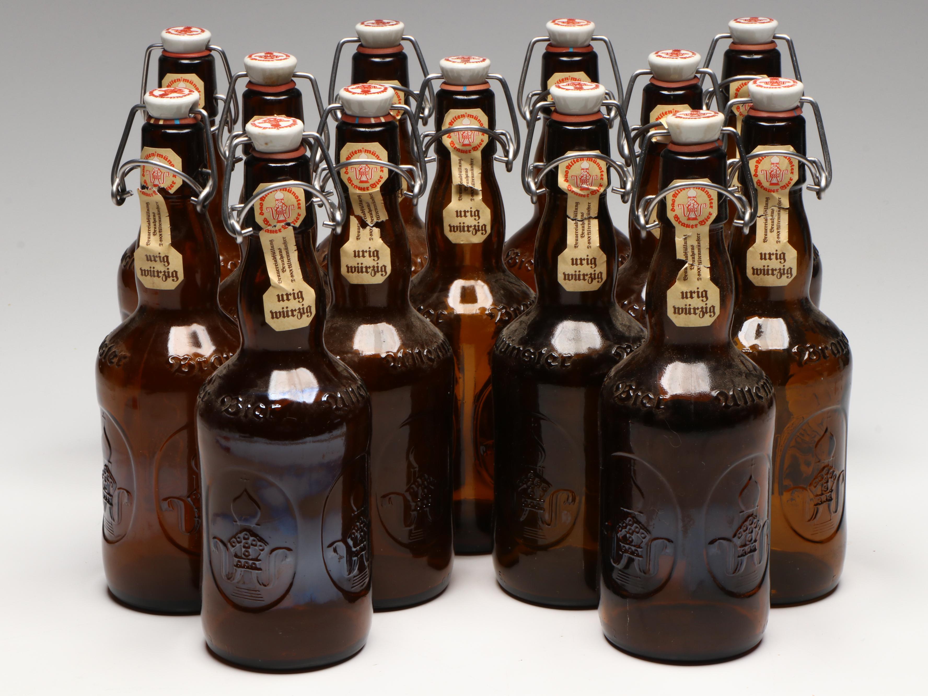 Altenmünster "Brauer Bier" Glass Bottles with Souvenir Shot Glasses