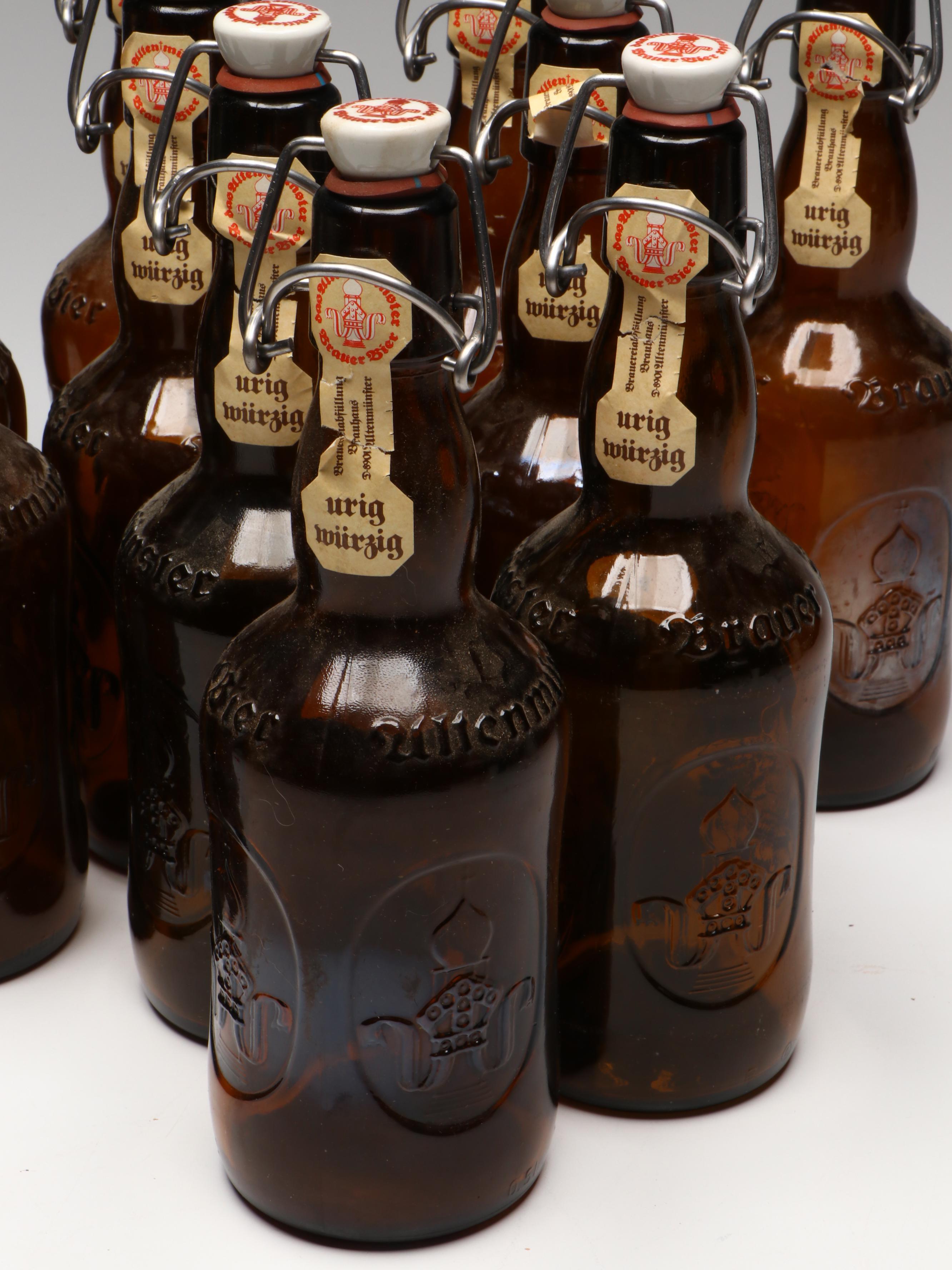 Altenmünster "Brauer Bier" Glass Bottles with Souvenir Shot Glasses