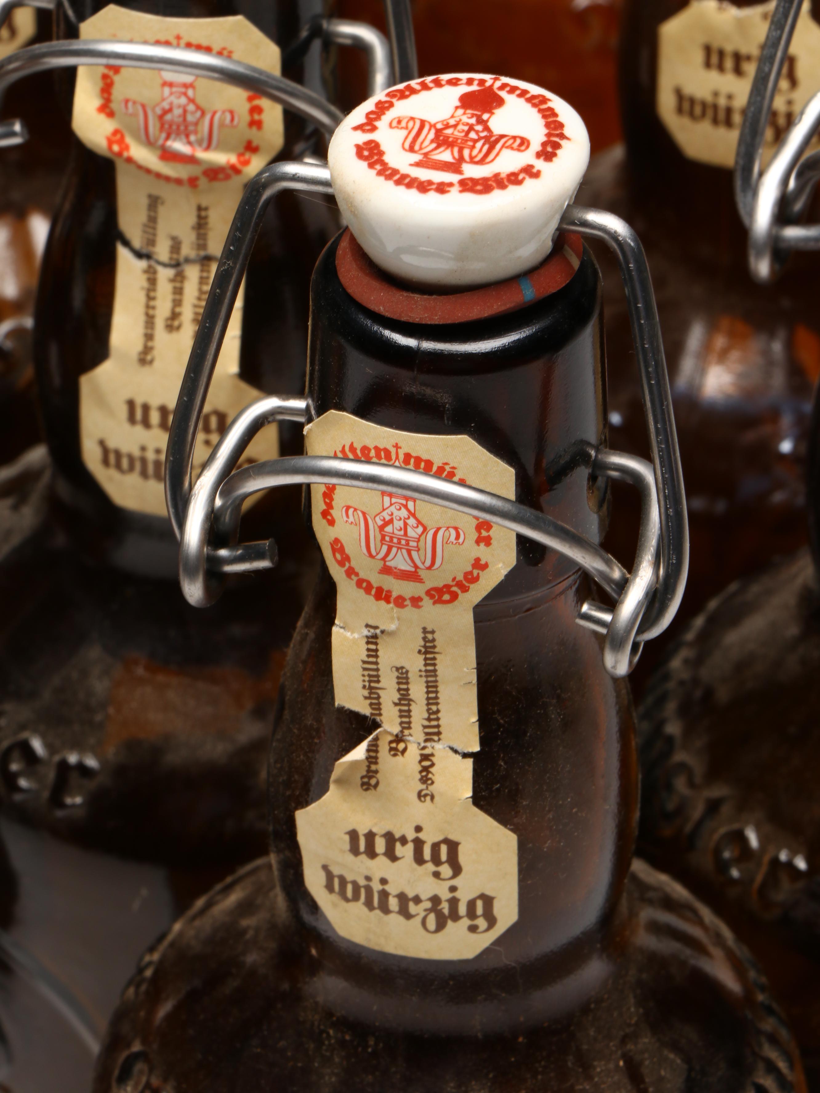 Altenmünster "Brauer Bier" Glass Bottles with Souvenir Shot Glasses