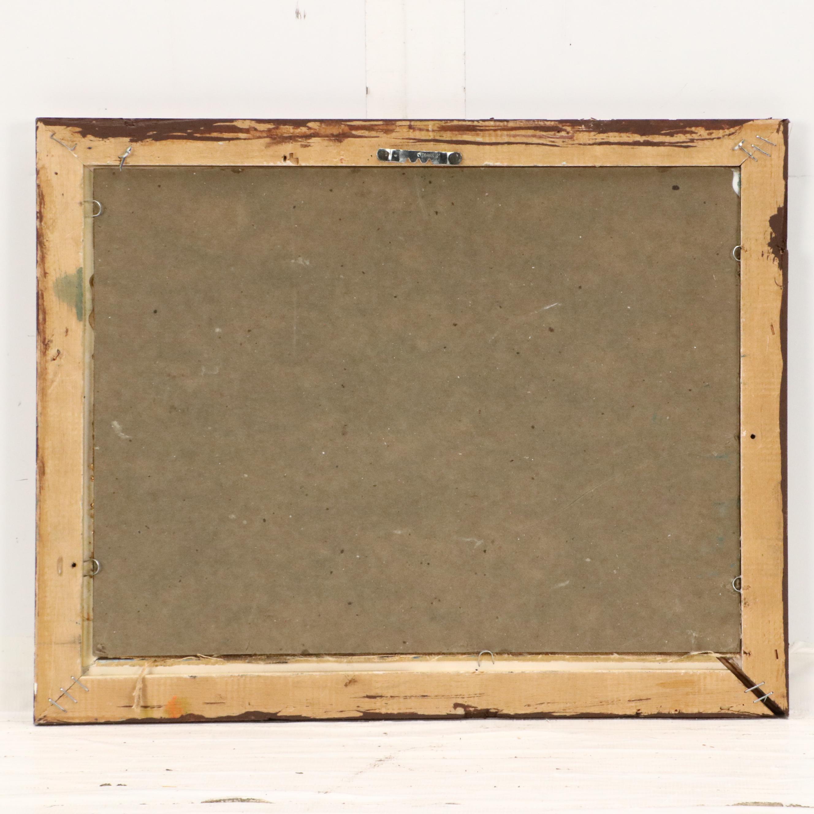 Romantic Oil Painting of Woman on Pond, 20th Century